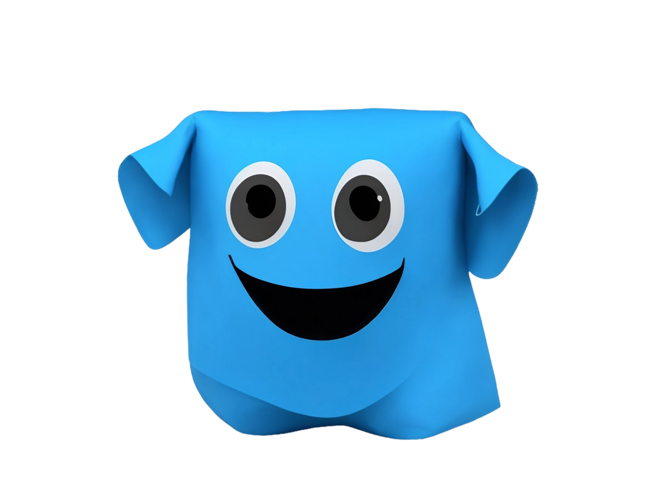 AI generated An anthropomorphic character with the form of a bright blue shopping bag Ai generated png