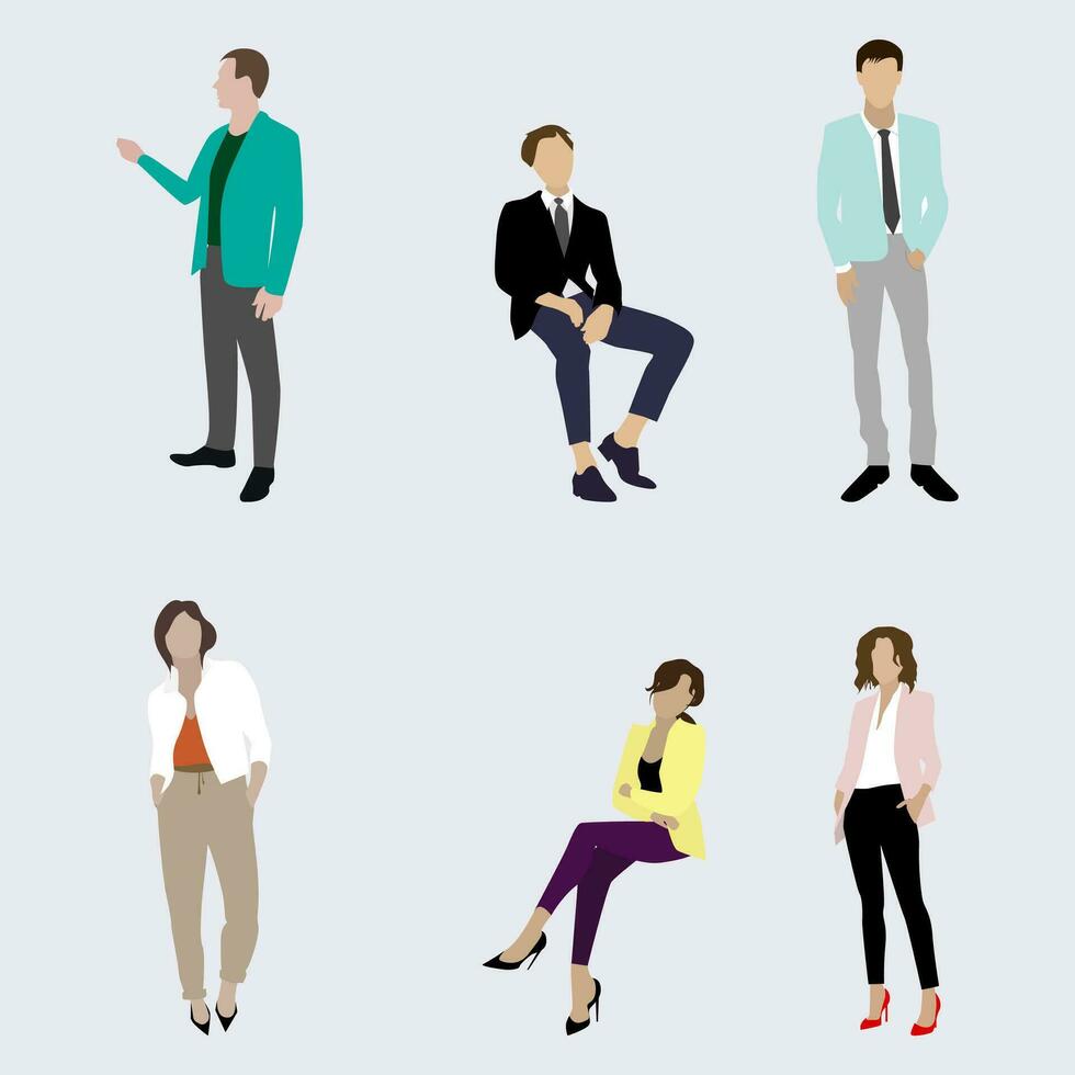 Confident business people man and woman. Business people different, businessman confident and professional, female and male posing, vector illustration