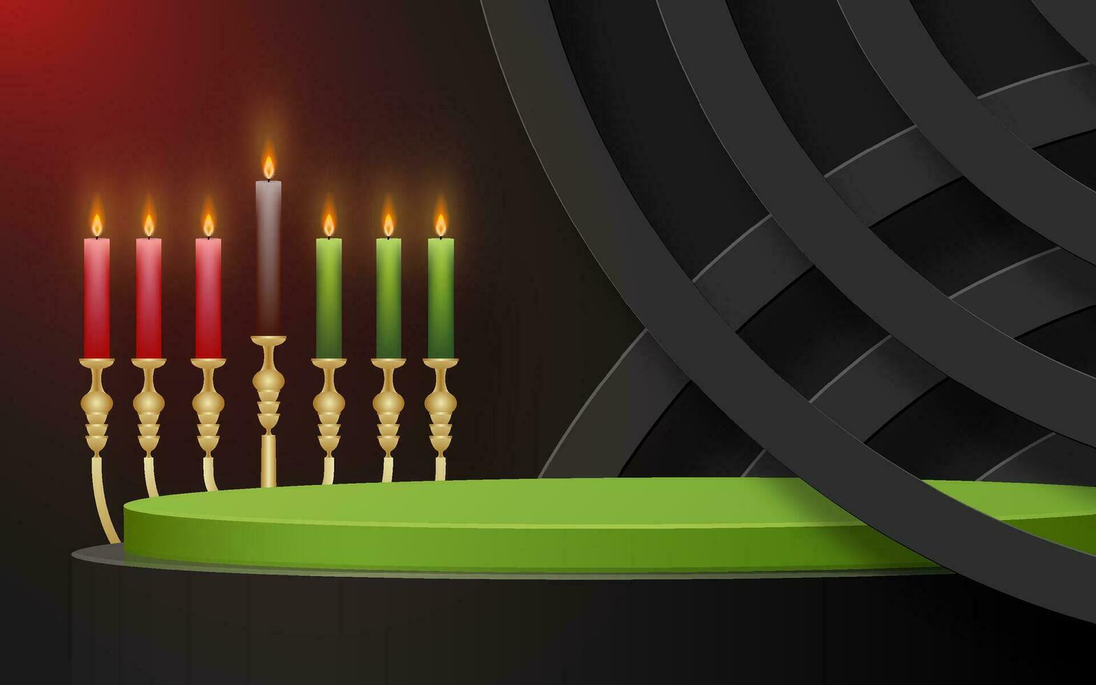 3d Round podium stage for Happy kwanzaa card vector