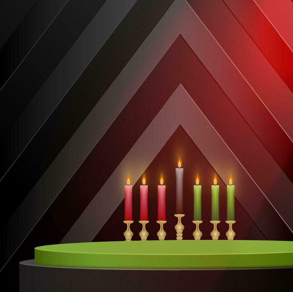 3d Round podium stage for Happy kwanzaa card vector