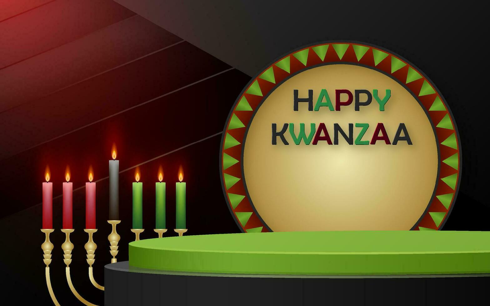 3d Round podium stage for Happy kwanzaa card vector