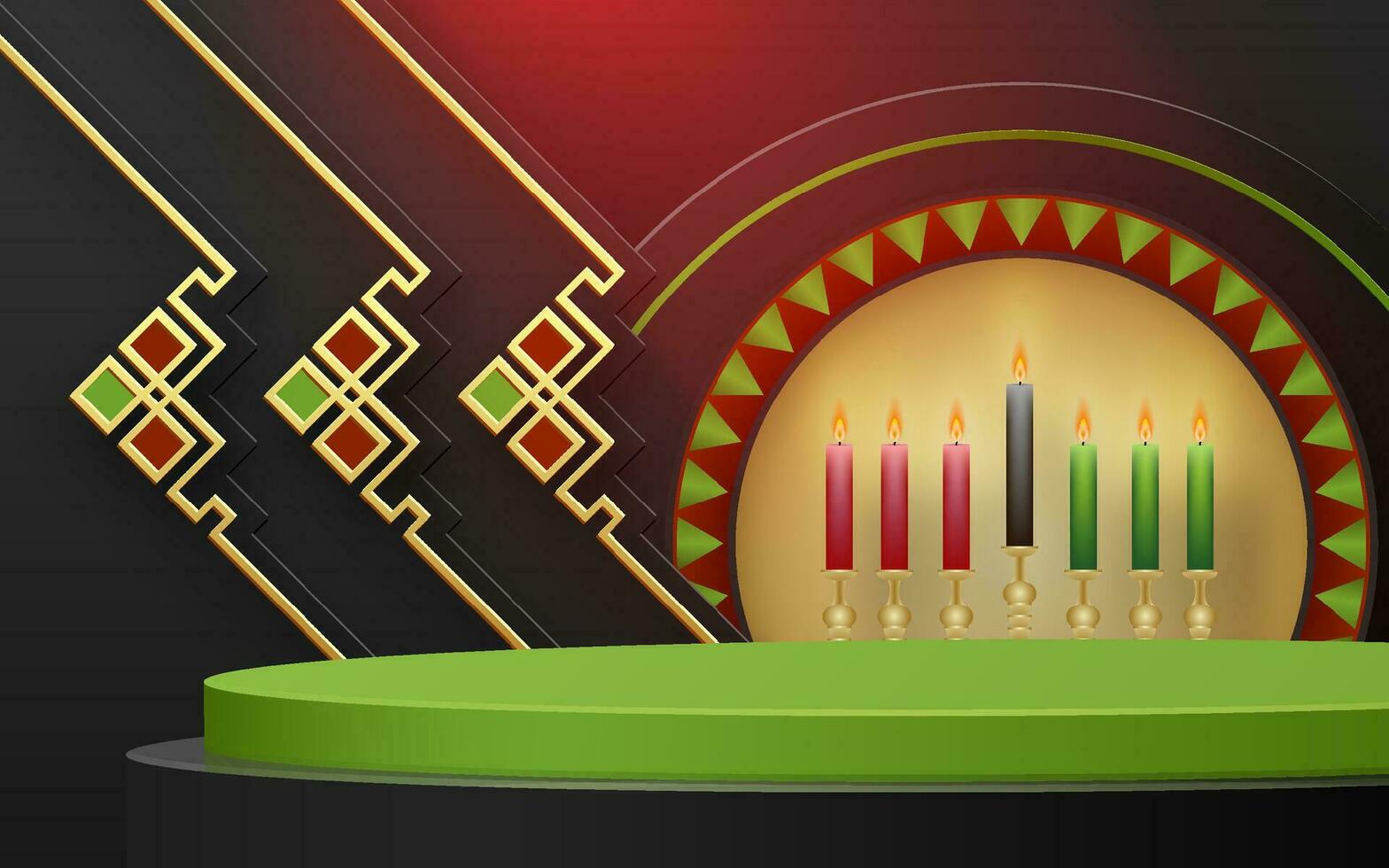 3d Round podium stage for Happy kwanzaa card vector