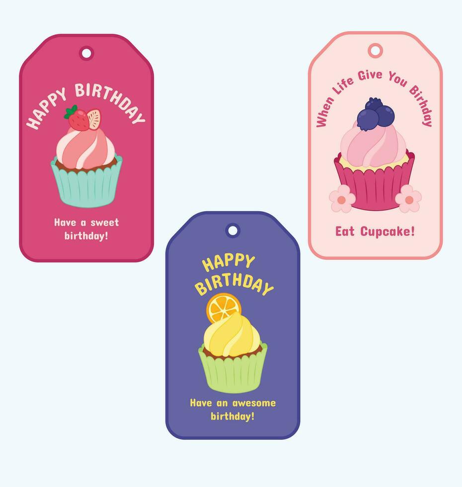 Cute Cupcake designs decoration fruit vector