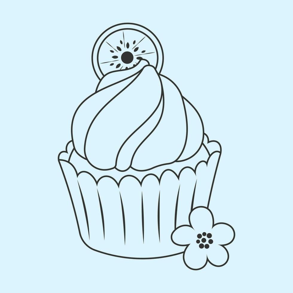 Cute Cupcake designs decoration fruit vector