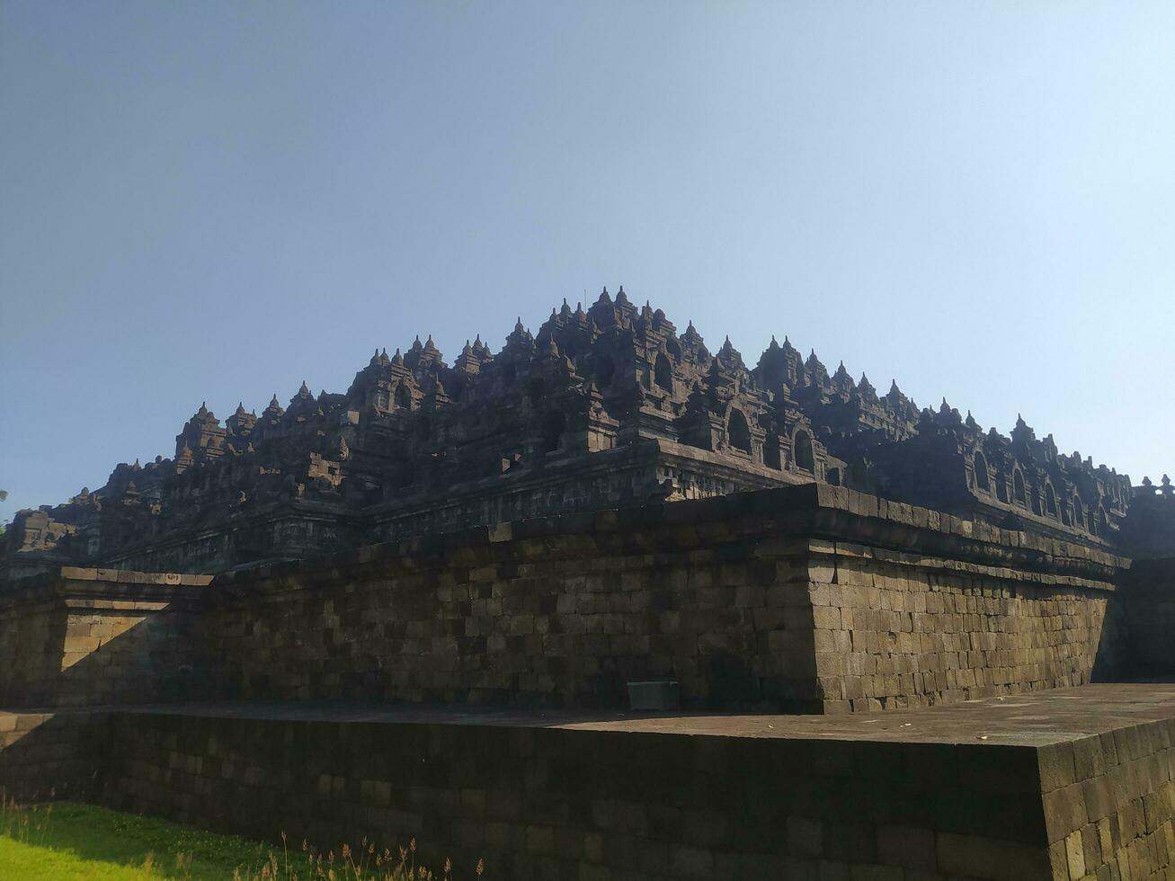 view of Borobudur temple, one of the wonders of the world in Indonesia photo