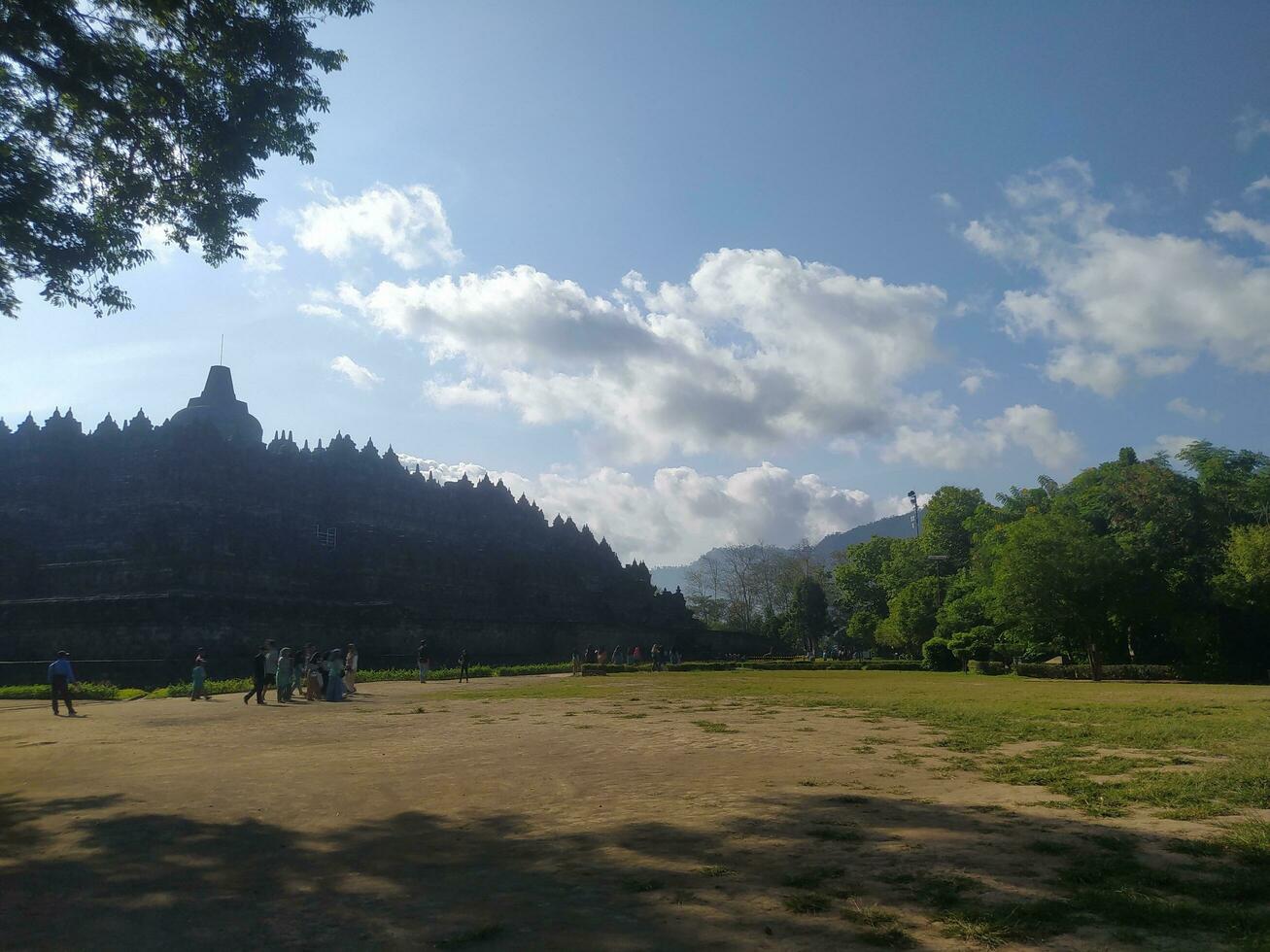 view of Borobudur temple, one of the wonders of the world in Indonesia photo
