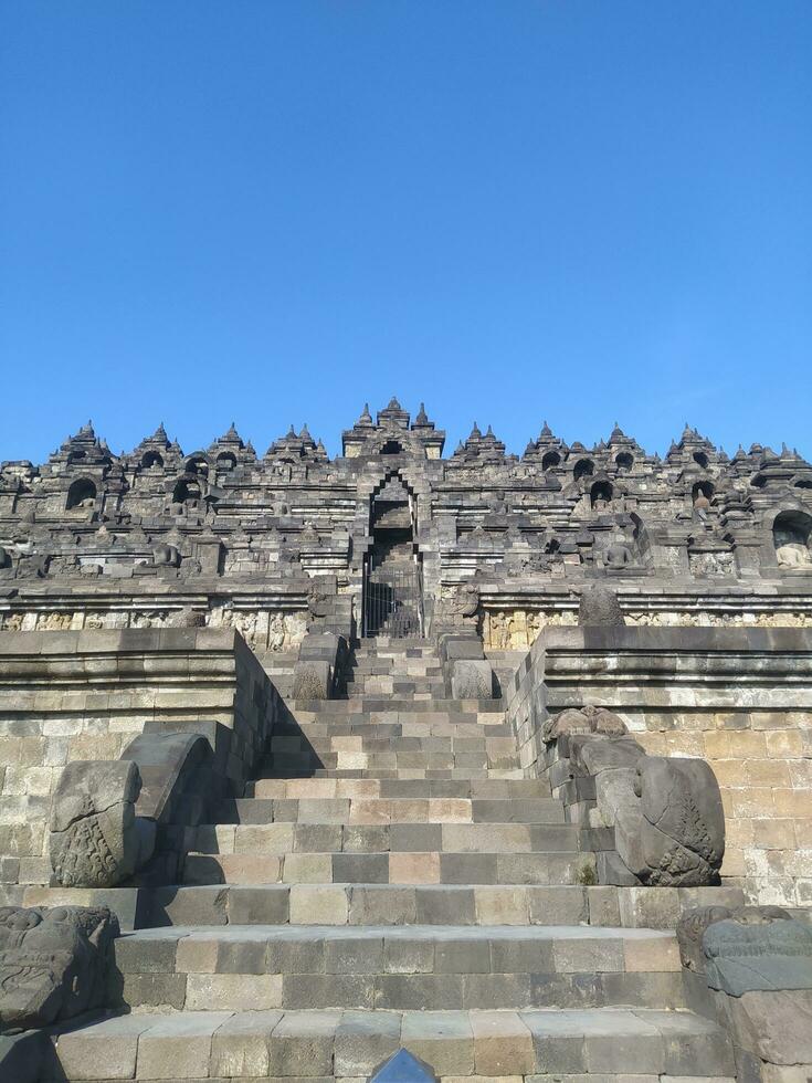 view of Borobudur temple, one of the wonders of the world in Indonesia photo