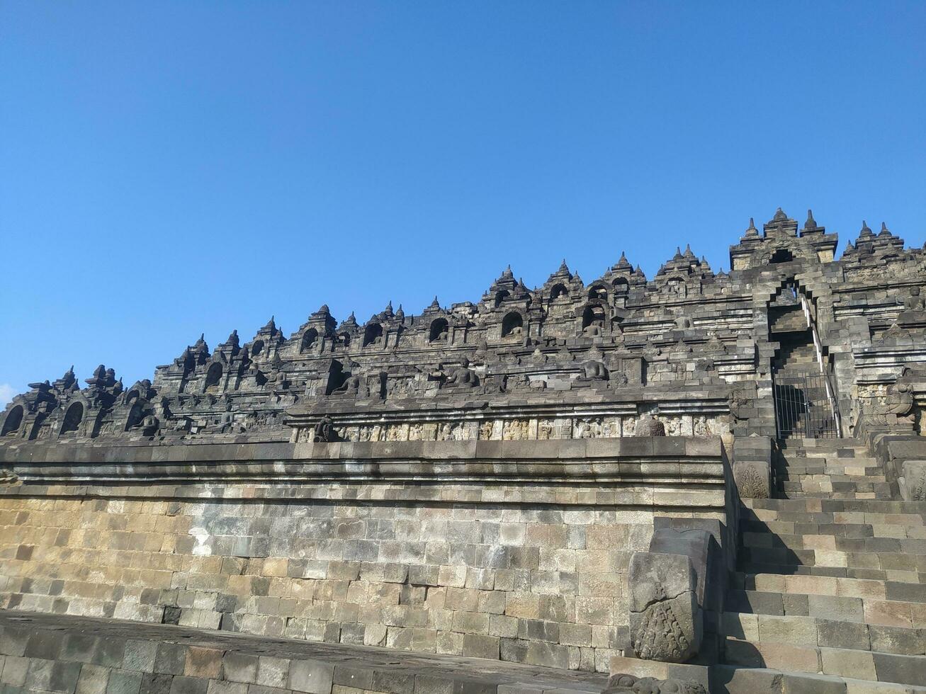 view of Borobudur temple, one of the wonders of the world in Indonesia photo