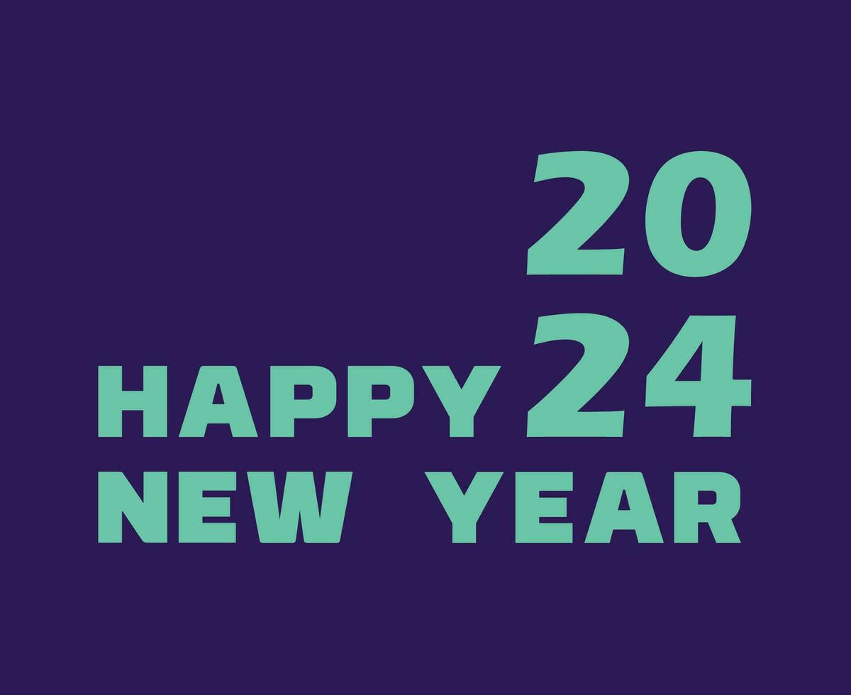 Happy New Year 2024 Abstract Cyan Graphic Design Vector Logo Symbol Illustration With Purple Background