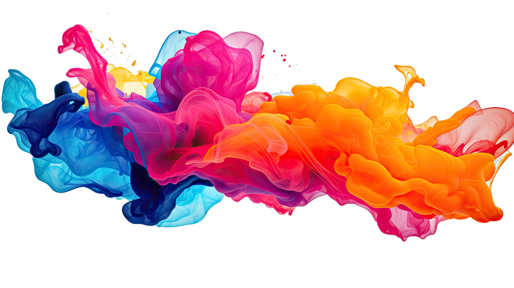 AI generated Colorful violet, orange, and blue marble splash ink expulsion create an transparent  background png