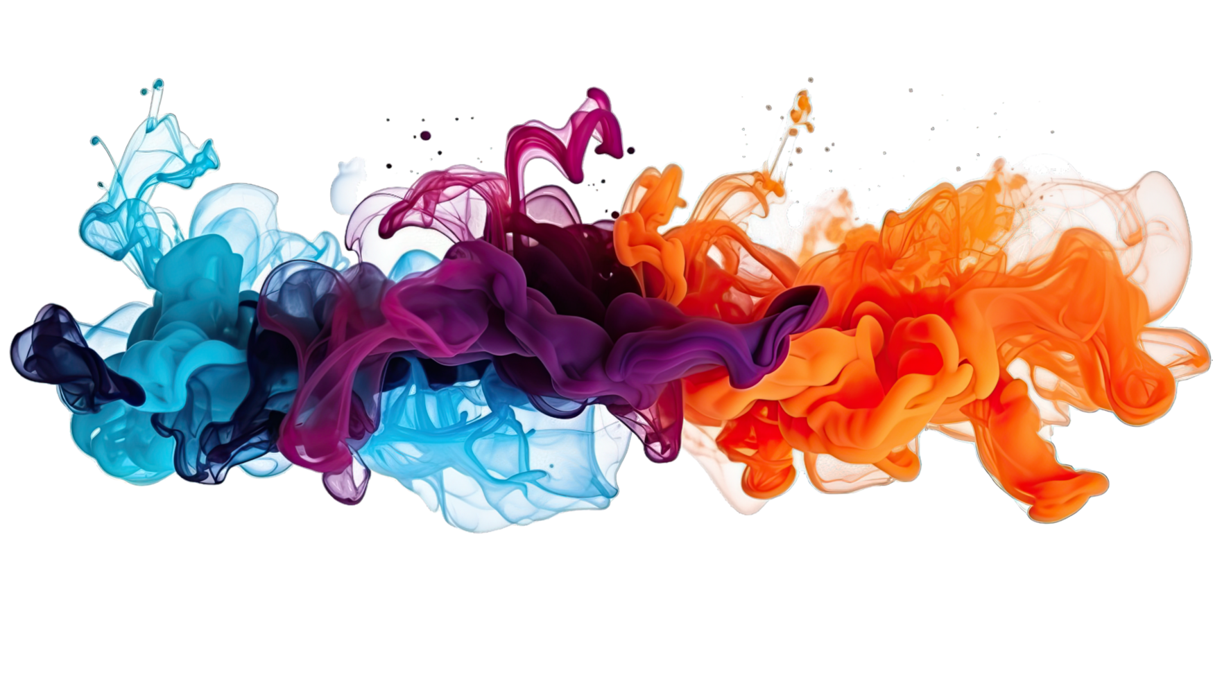 AI generated Colorful different aqua ink flowing in abstract motion on a transparent background png