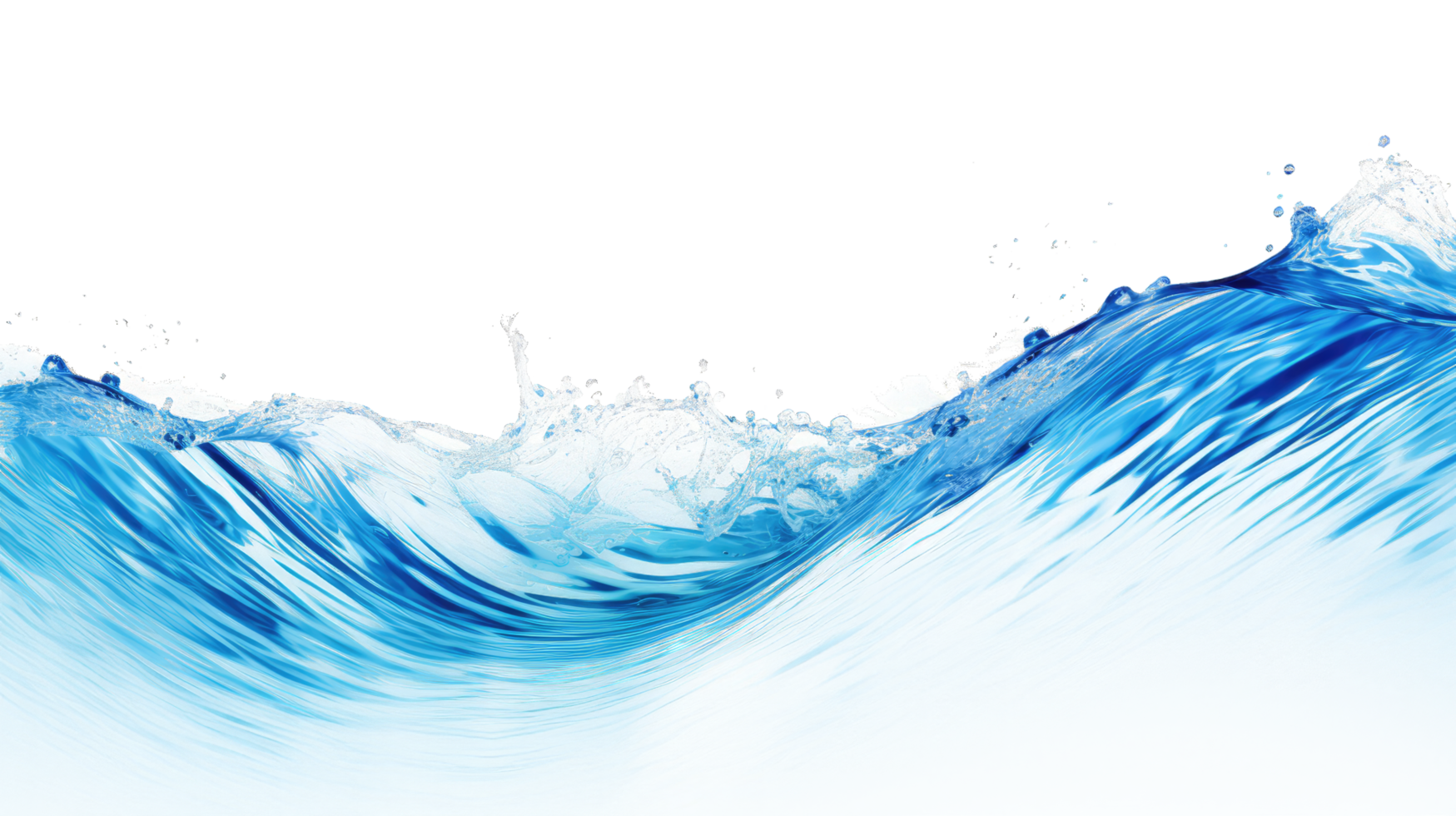 AI generated water waves with air bubbles and sunbeams on transparent background. png