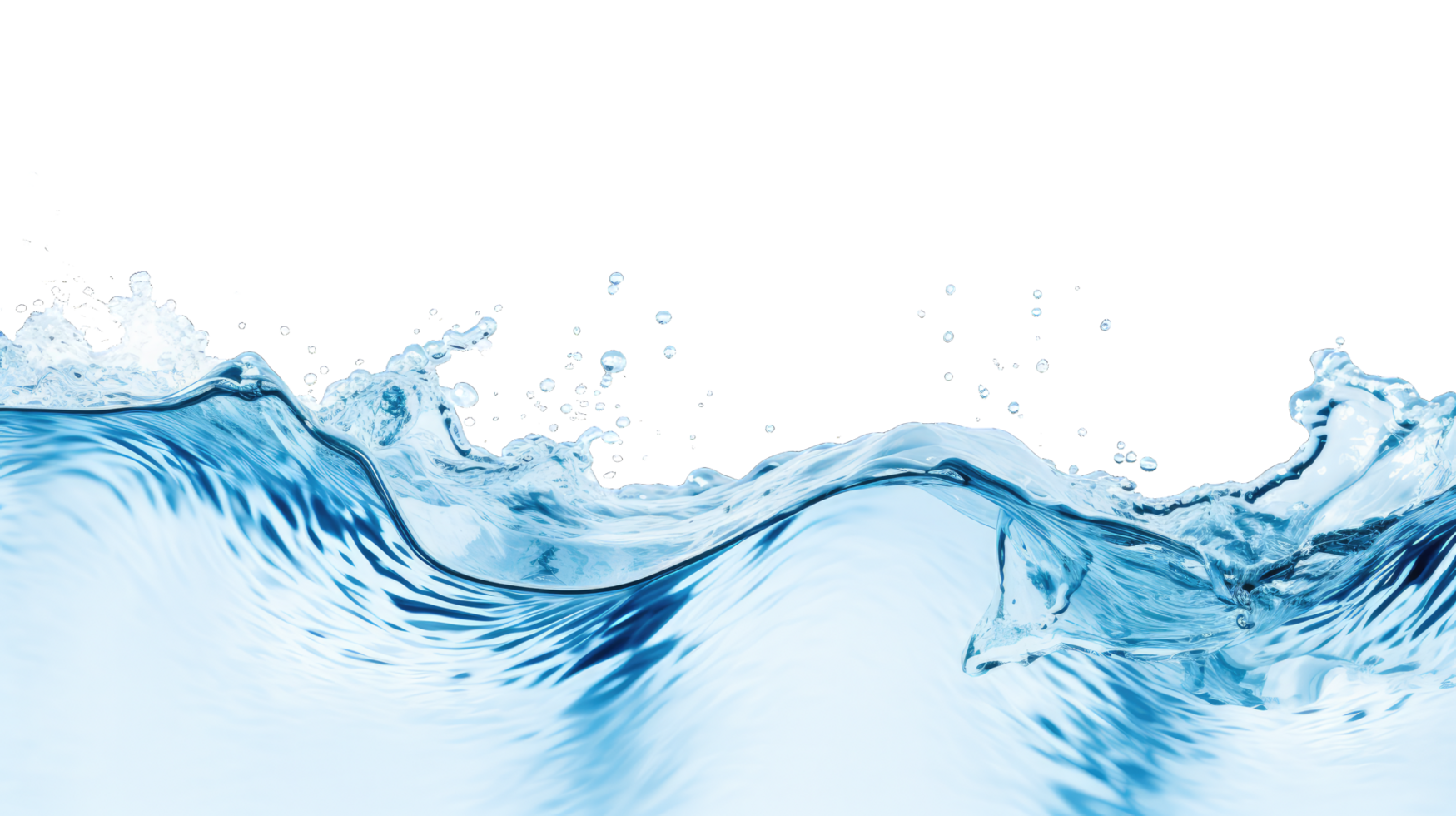 AI generated water waves with air bubbles and sunbeams on transparent background. png