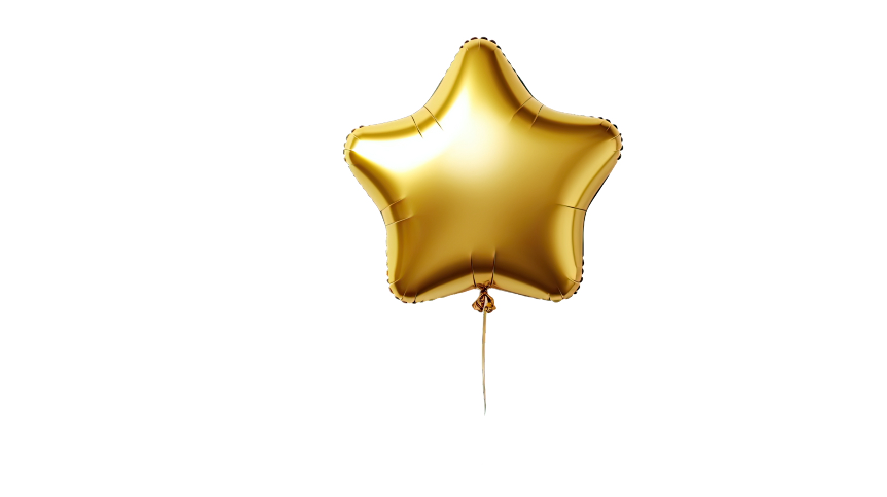 AI generated Golden helium balloon star isolated on transparent background png