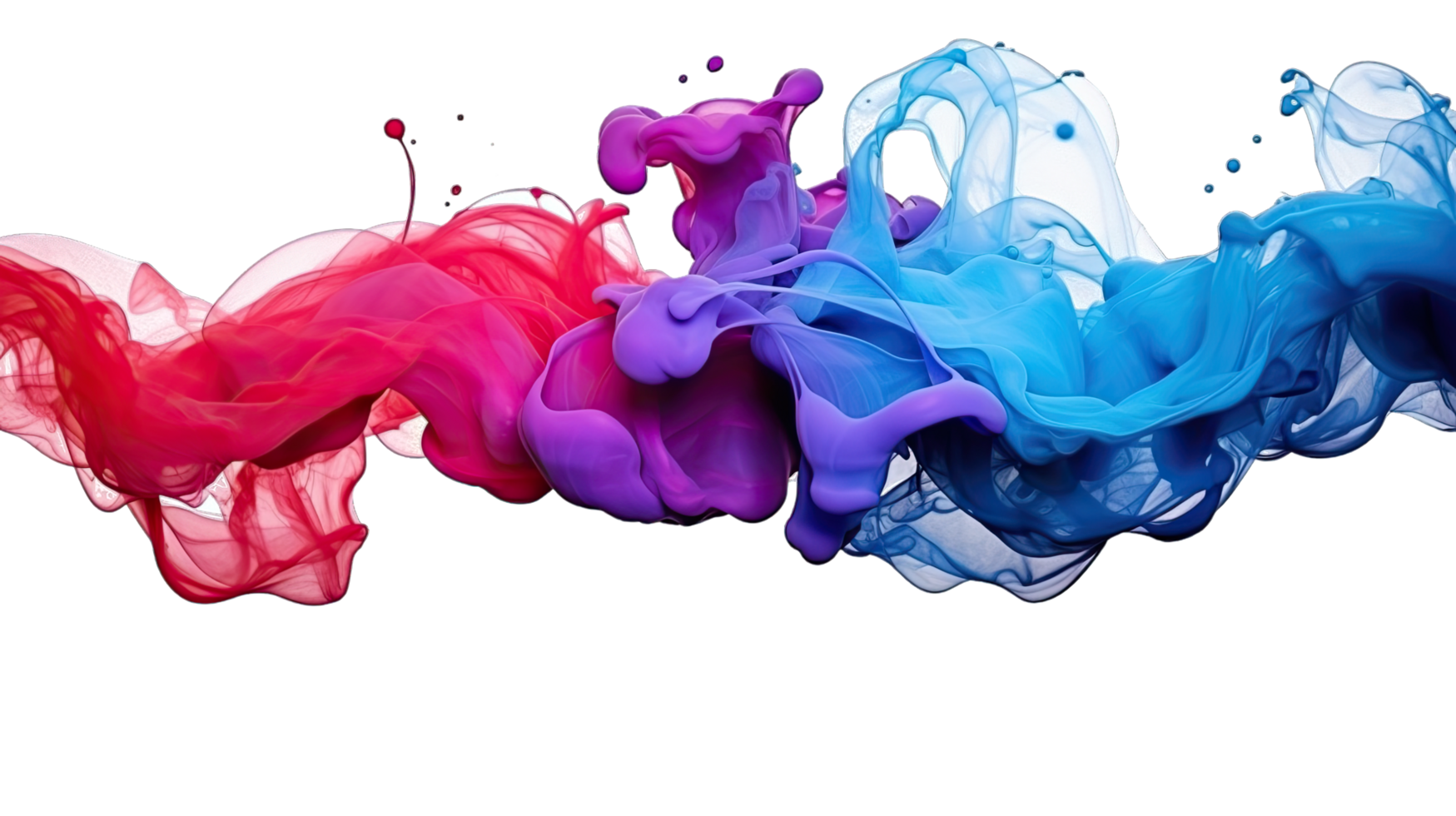 AI generated Colorful violet, orange, and blue marble splash ink expulsion create an transparent  background png