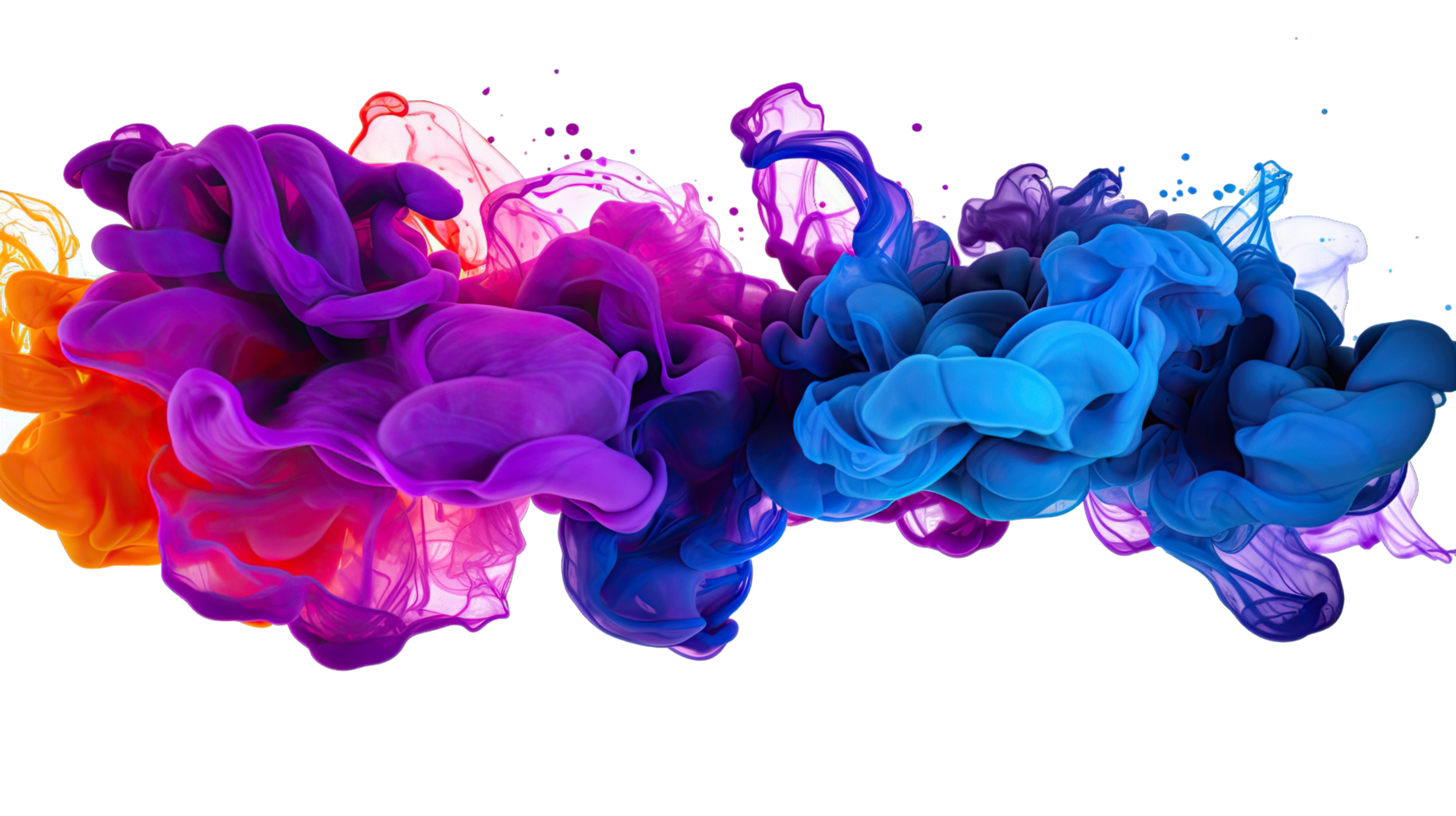 AI generated Colorful different aqua ink flowing in abstract motion on a transparent background png