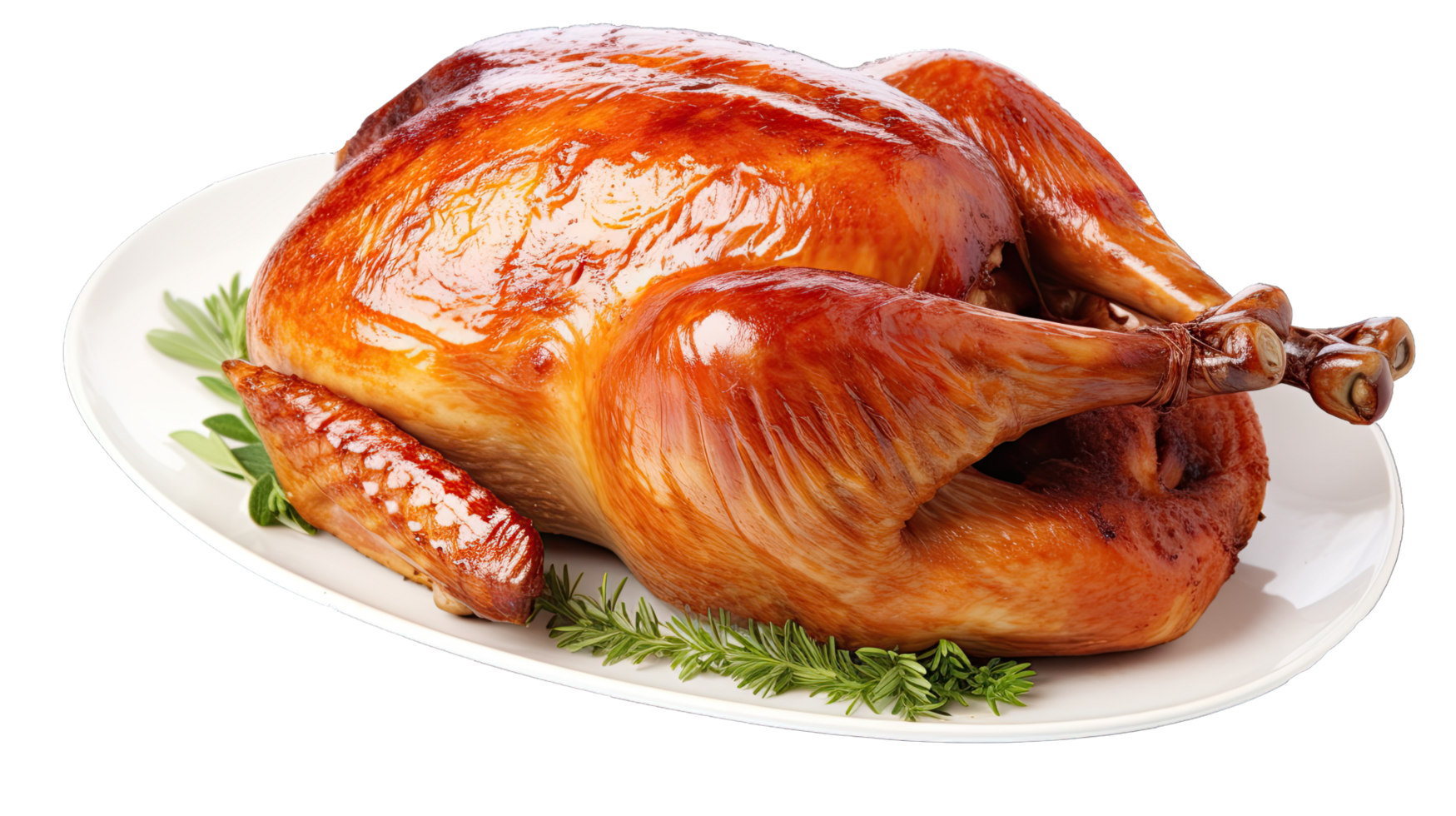 AI generated Platter of cooked turkey with garnish on transparent background png