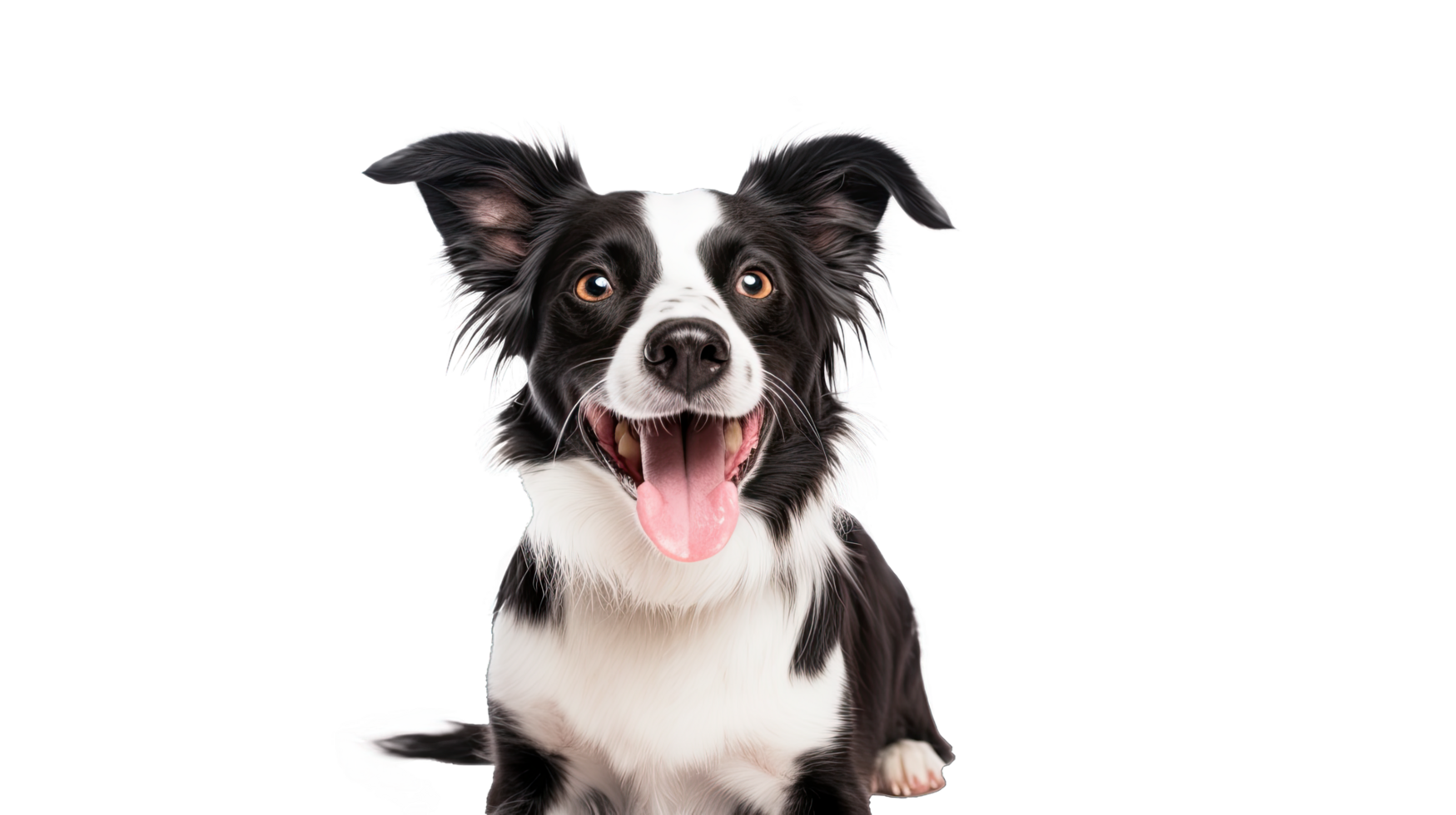 AI generated Back view of a black and white Border Collie looking at the camera transparent background png