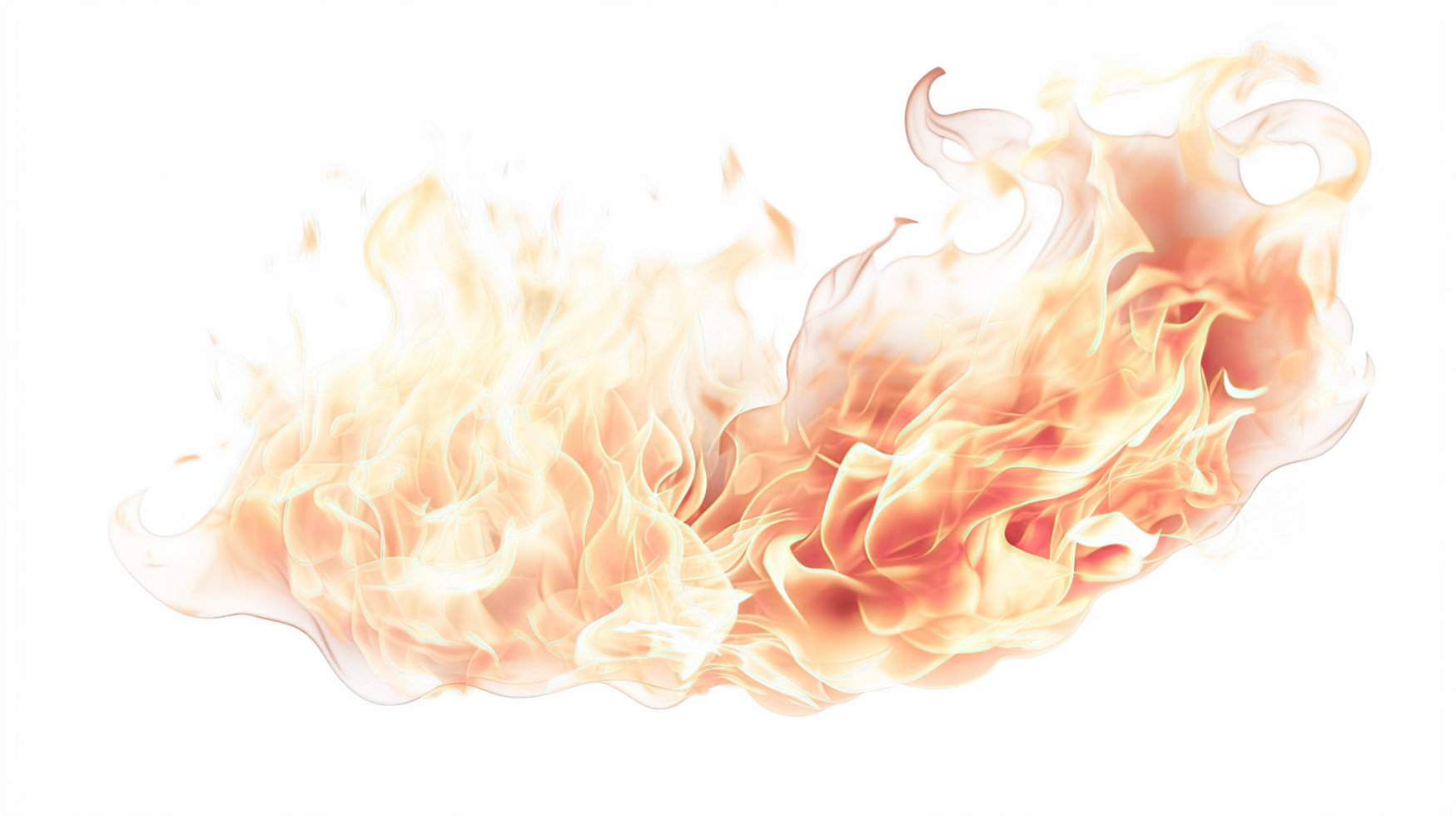 ai generado translúcido fuego llamas y chispas en transparente antecedentes. png