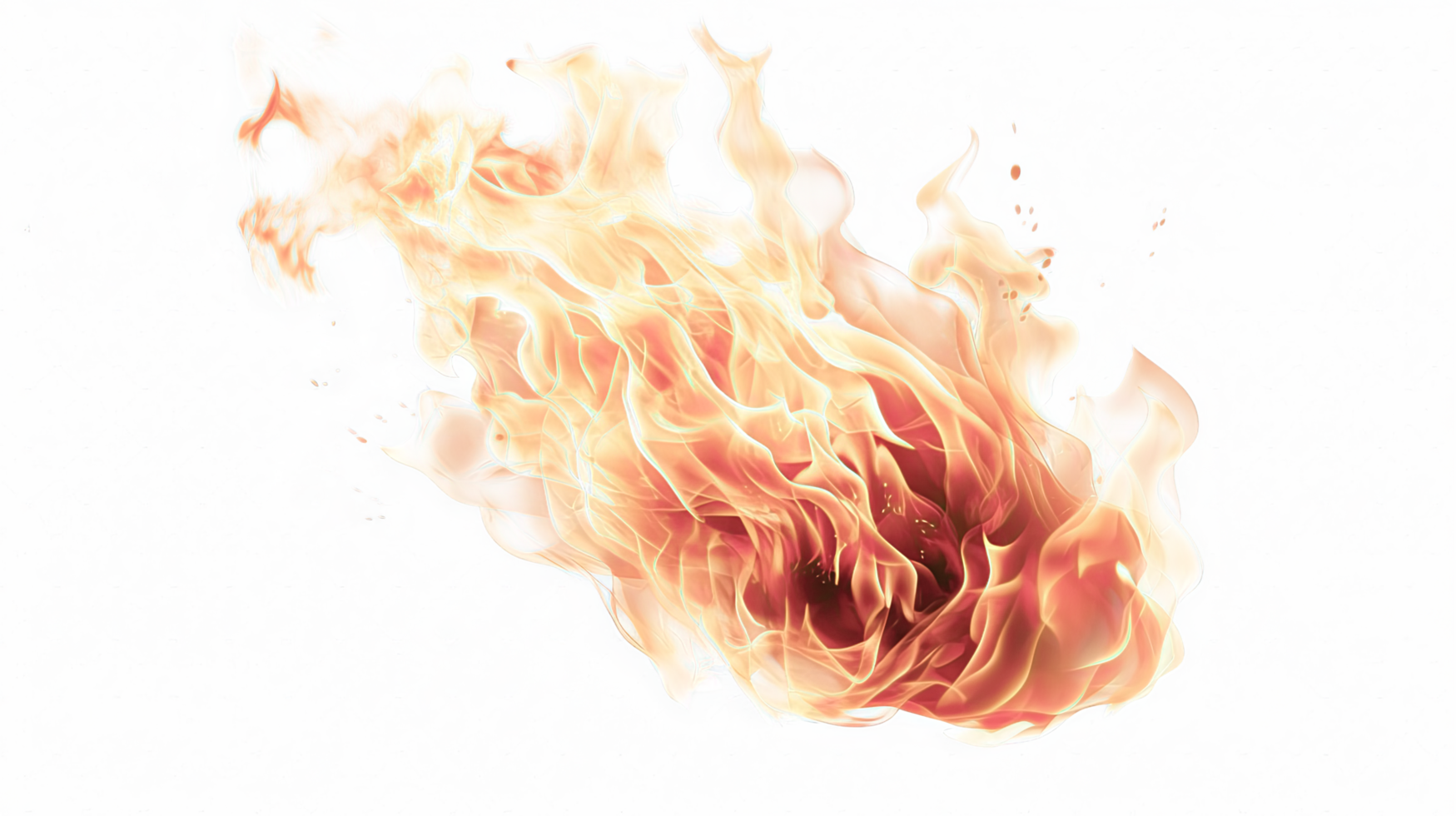 AI generated Translucent fire flames and sparks on transparent background. png