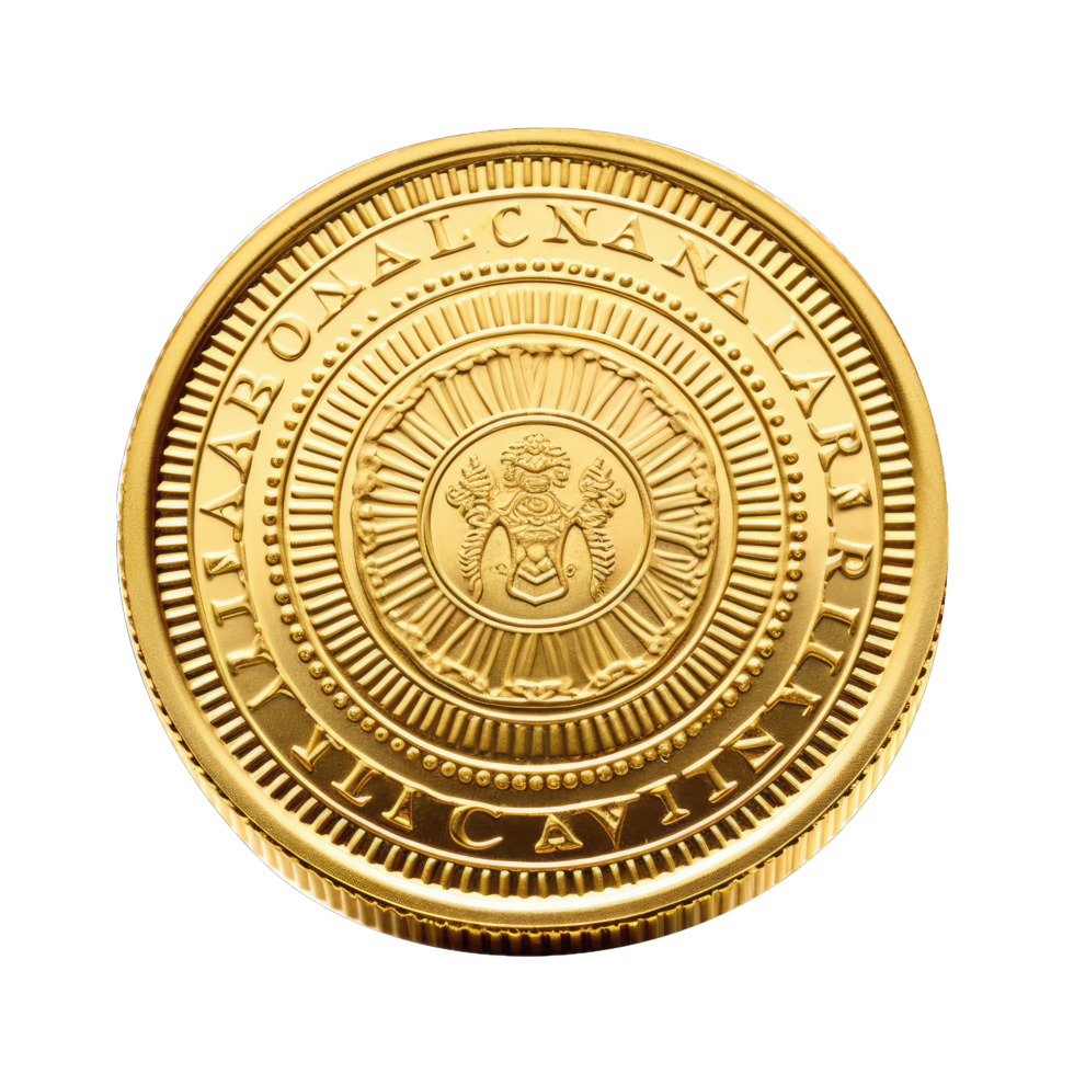 AI generated Antique gold coin isolated on transparent background png