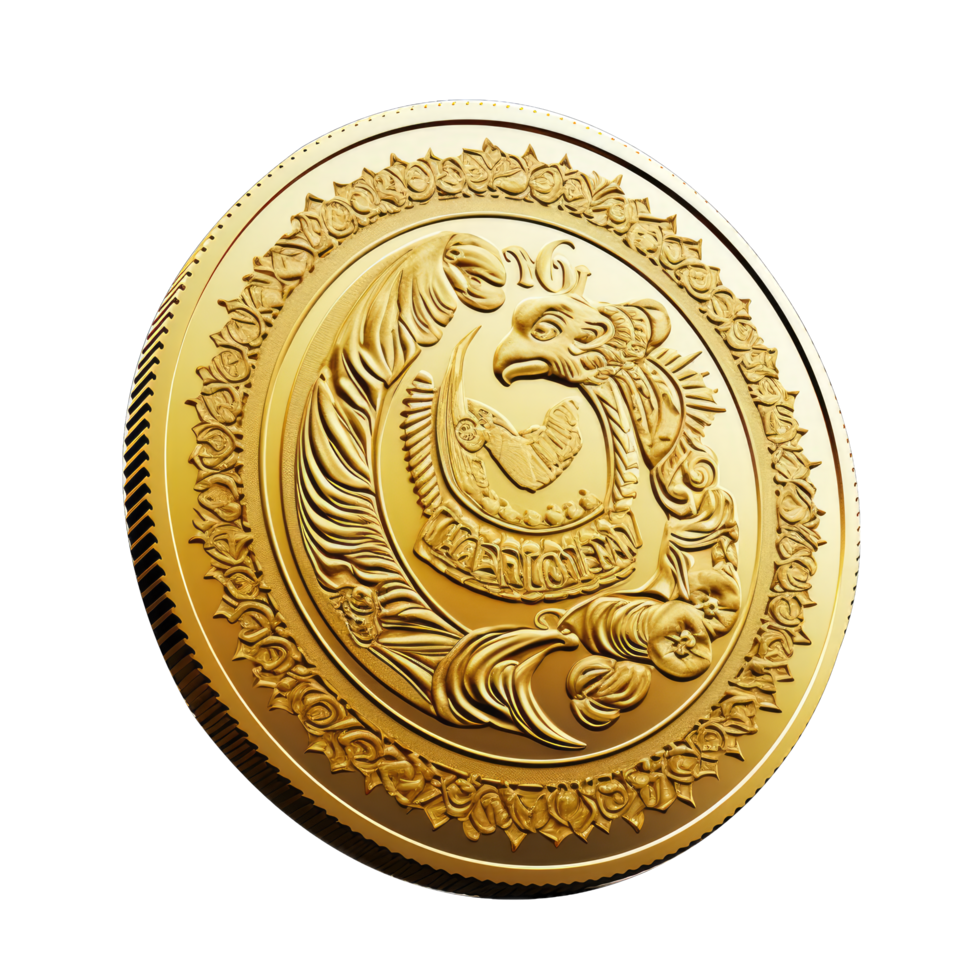 AI generated Old coin on transparent background png