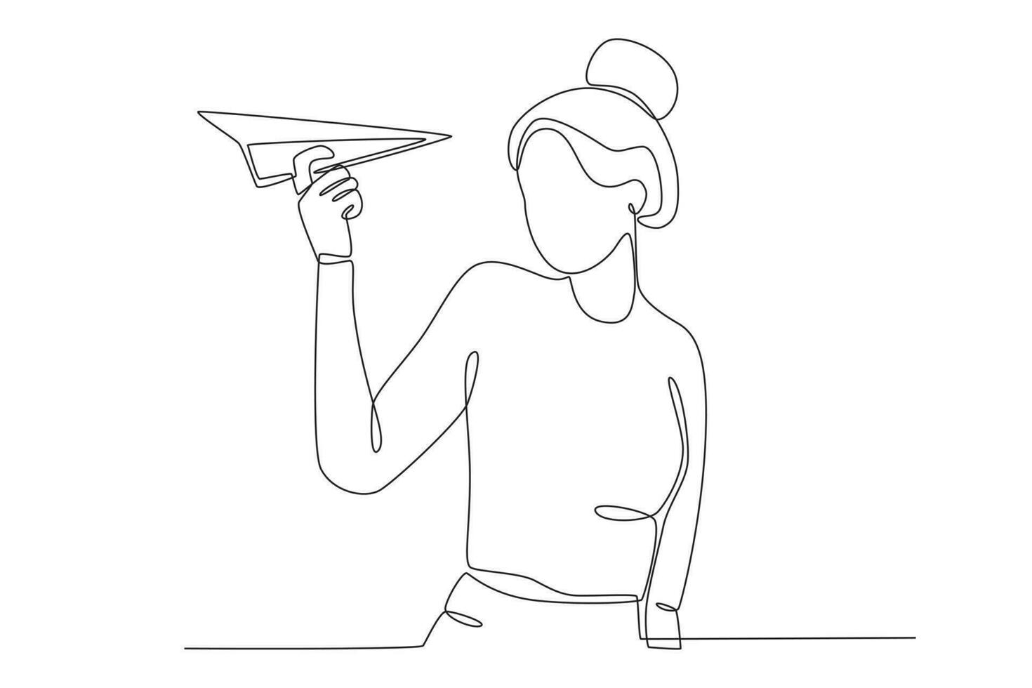 A woman playing paper airplane vector