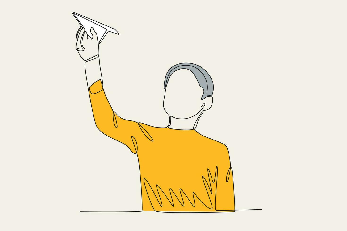 Color illustration of a boy playing with a paper airplane vector