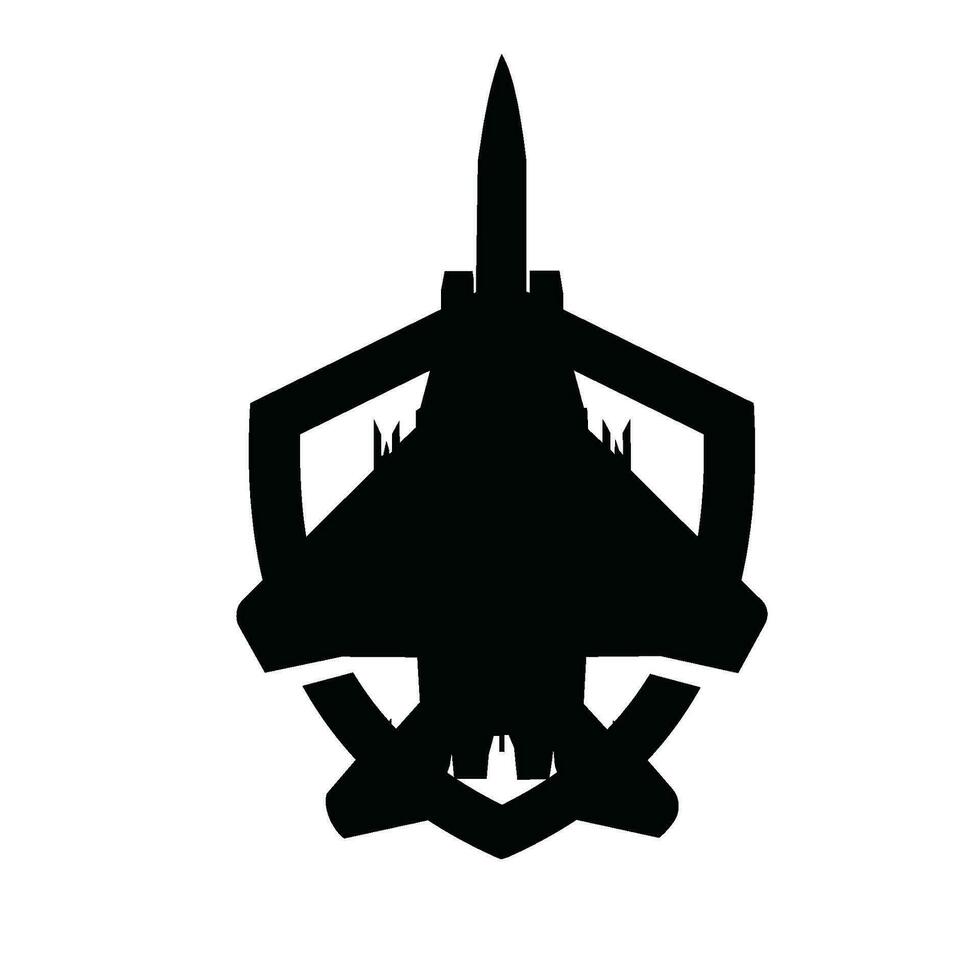 jet fighter shield logo icon vector