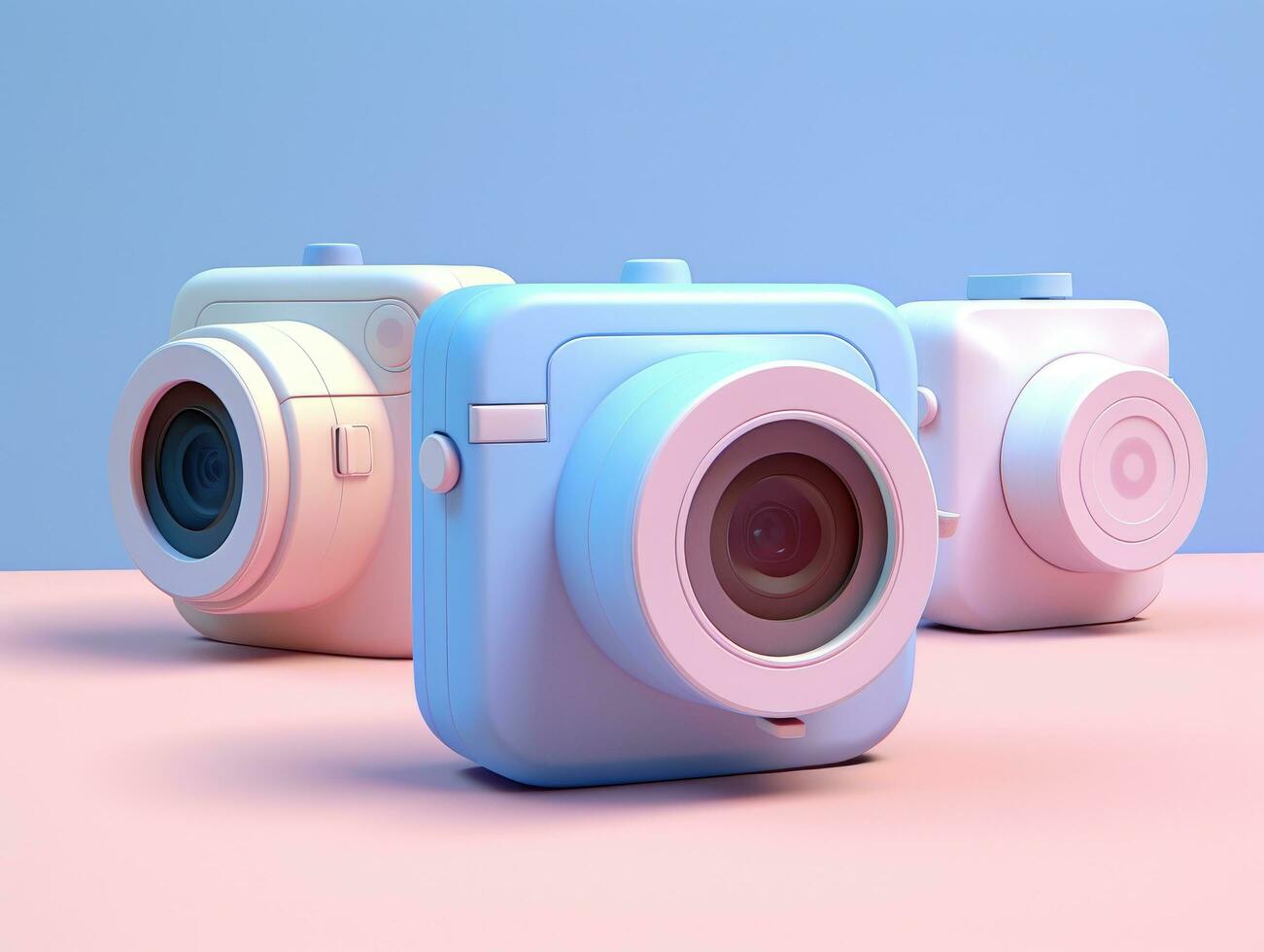 AI generated a digital camera sitting on a blue background photo