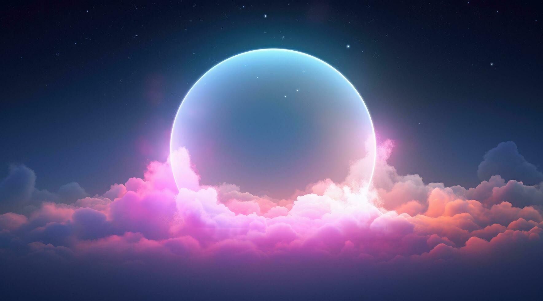 AI generated a circle with colorful cloud lights in the sky photo