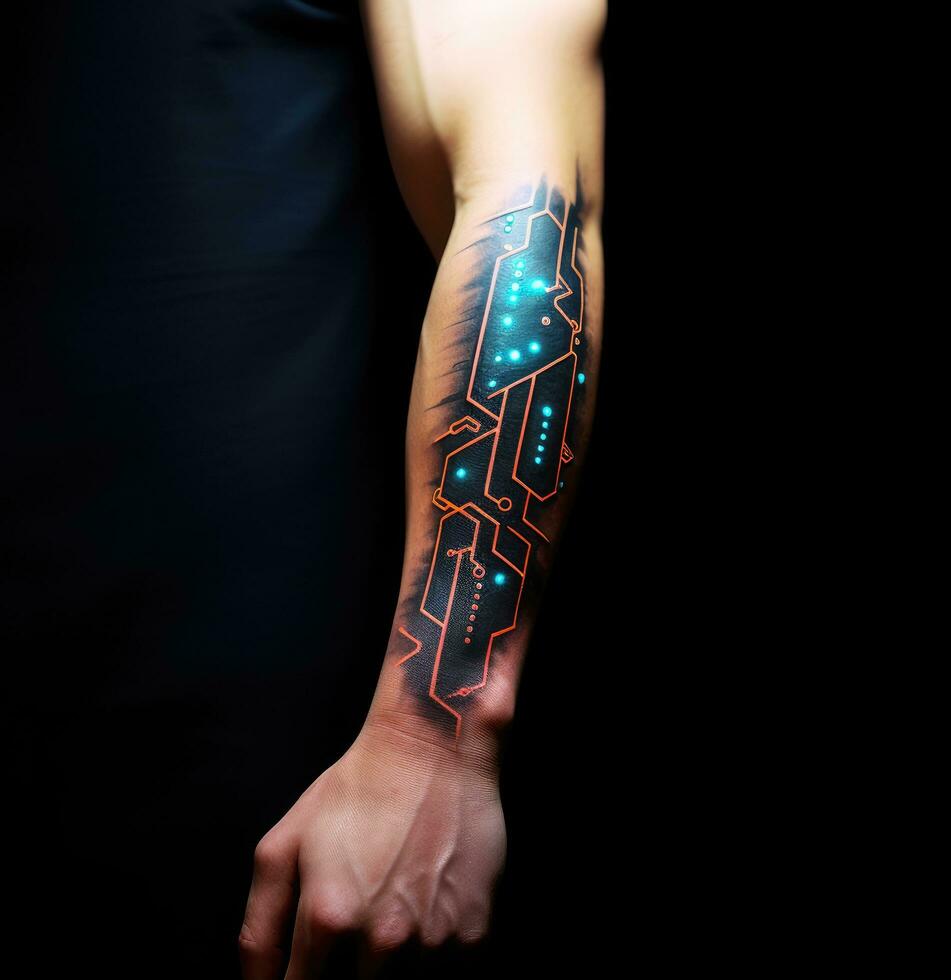 AI generated a person's arm with a light up piece photo