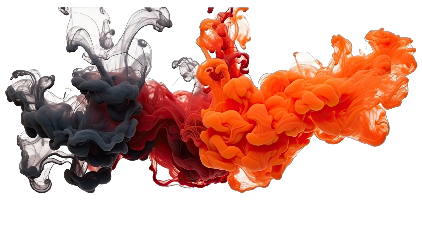 AI generated Colorful different aqua ink flowing in abstract motion on a transparent background png