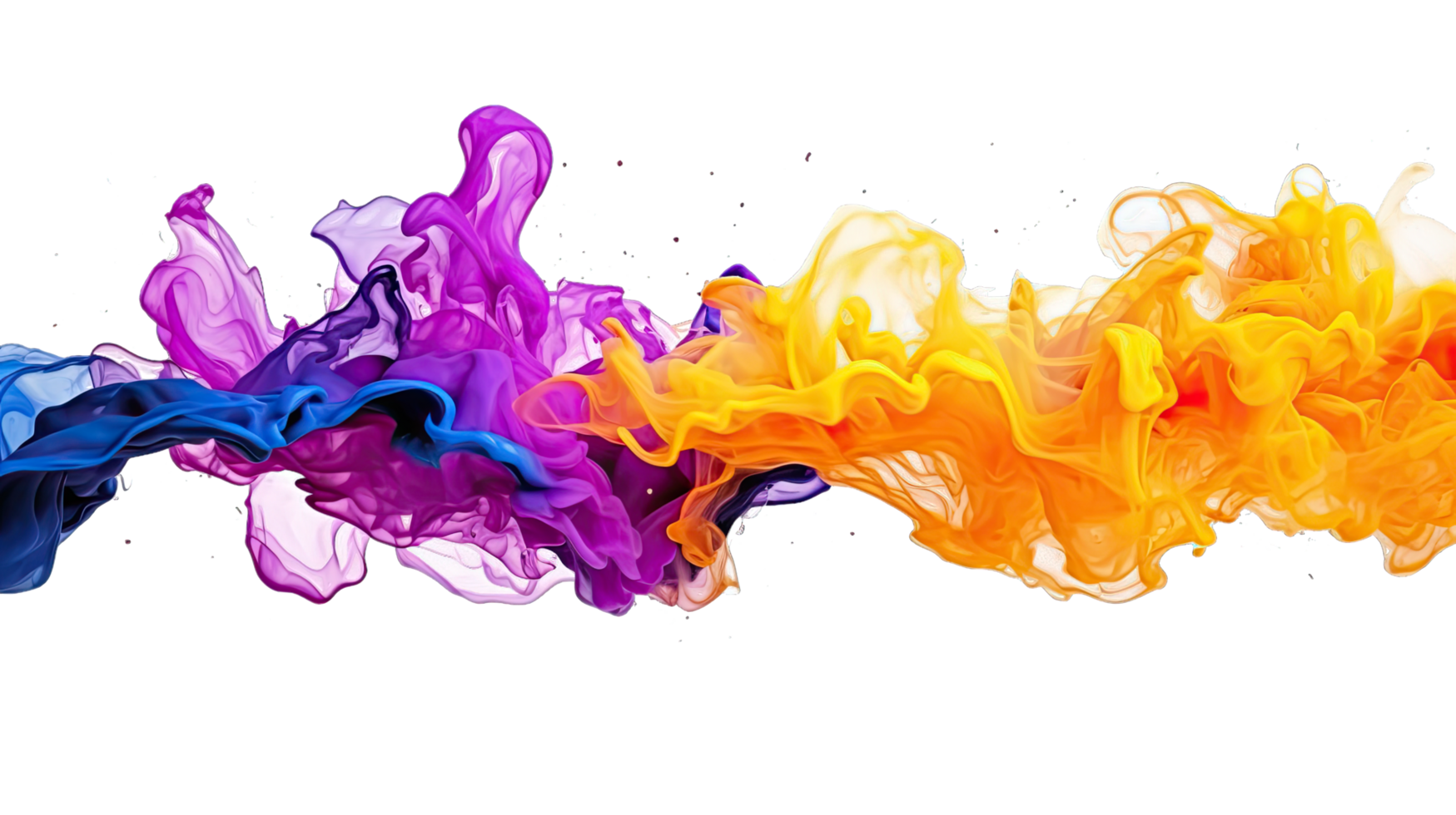 AI generated Colorful different aqua ink flowing in abstract motion on a transparent background png