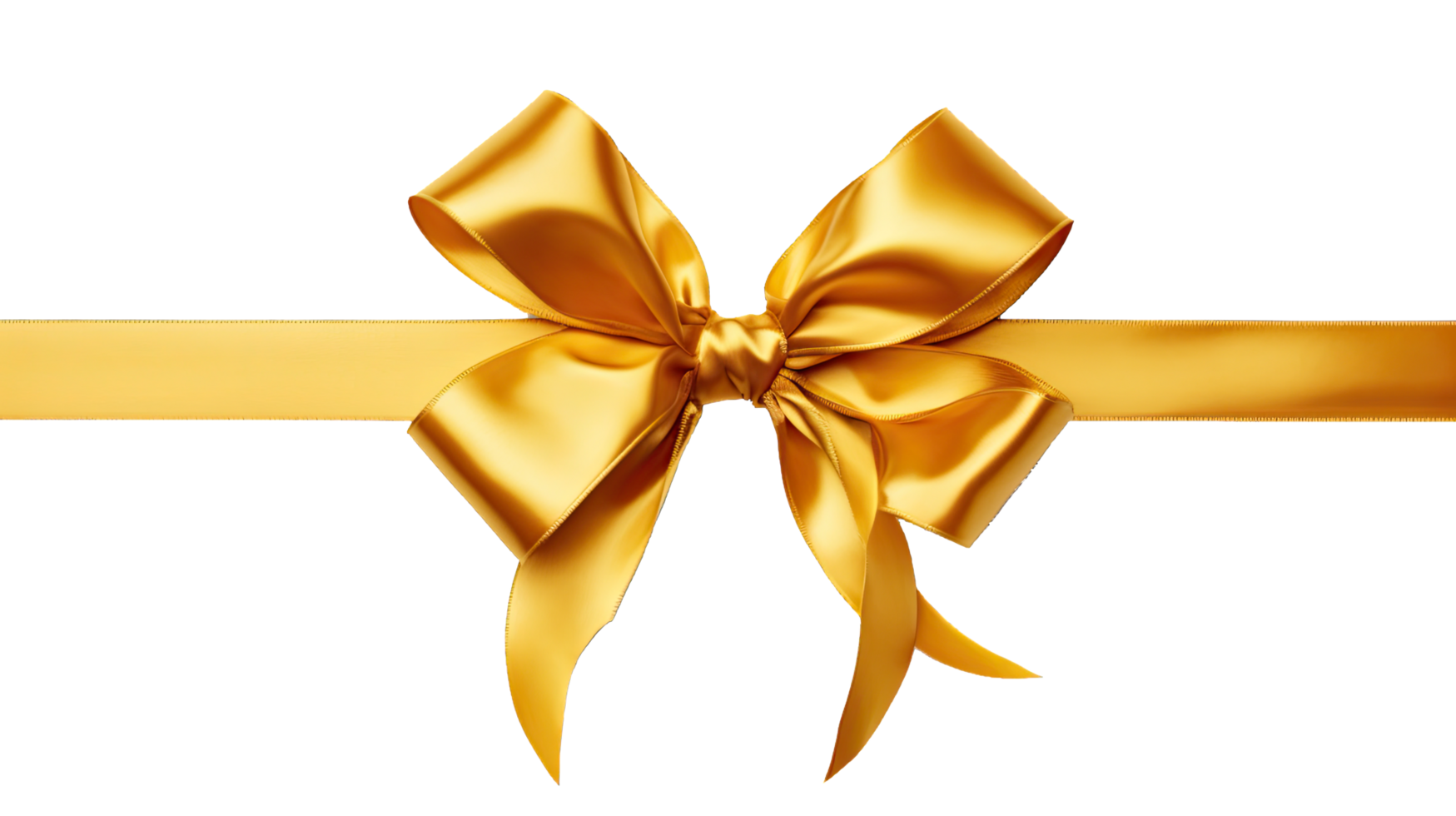 AI generated Gold Gift Golden Ribbon Present Bow transparent background png