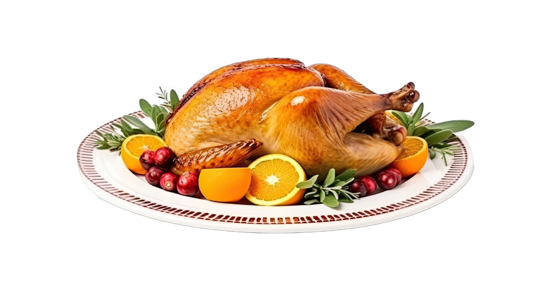 AI generated Organic Homemade Smoked Turkey Dinner for Thanksgiving png