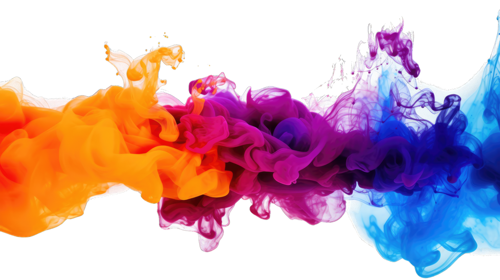 AI generated Colorful violet, orange, and blue marble splash ink expulsion create an transparent  background png