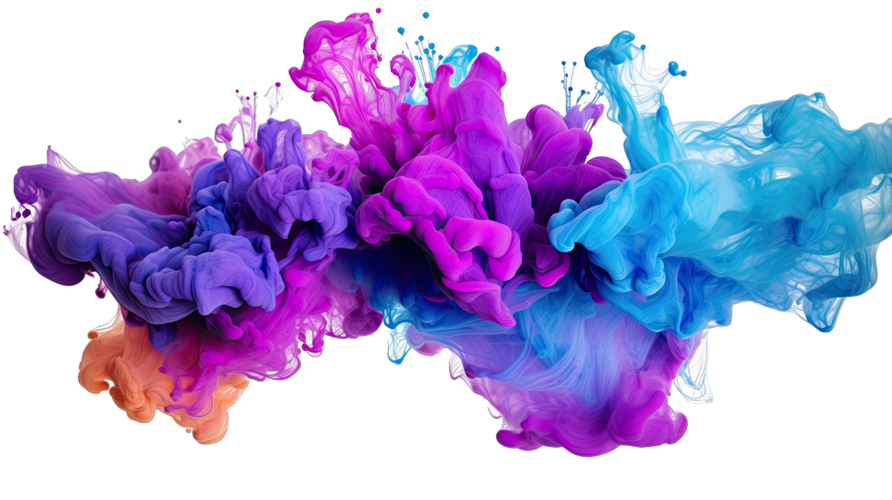 AI generated Colorful different aqua ink flowing in abstract motion on a transparent background png