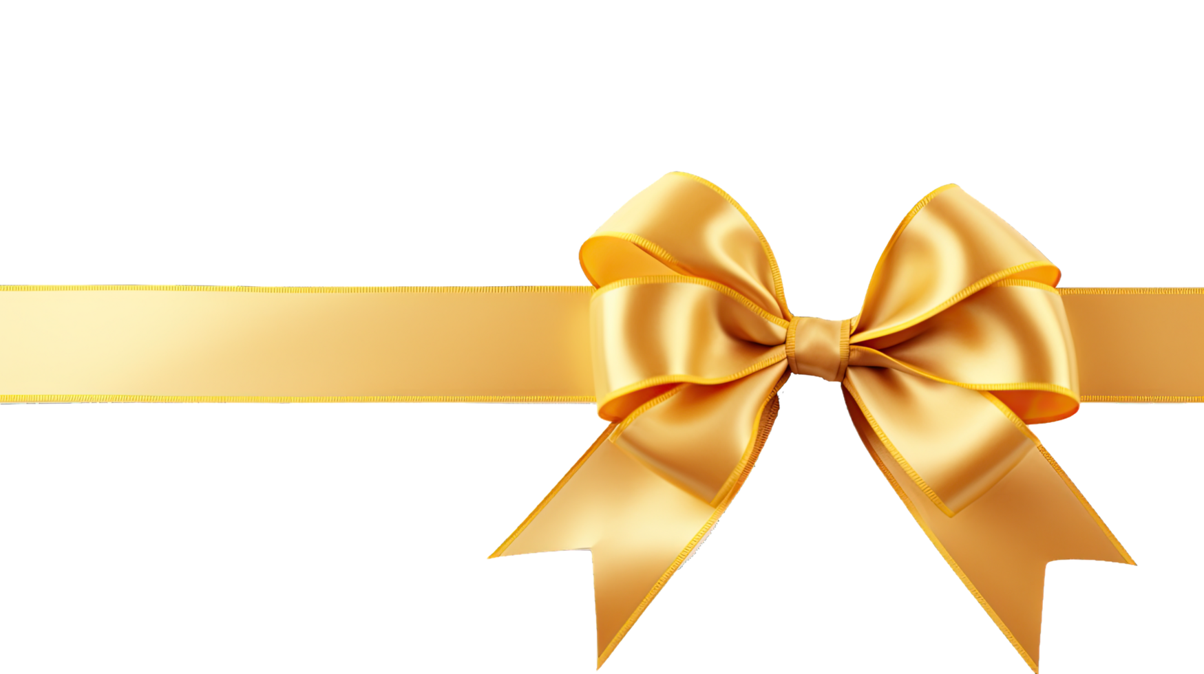 AI generated Golden gift bow and ribbon isolated on transparent background. png