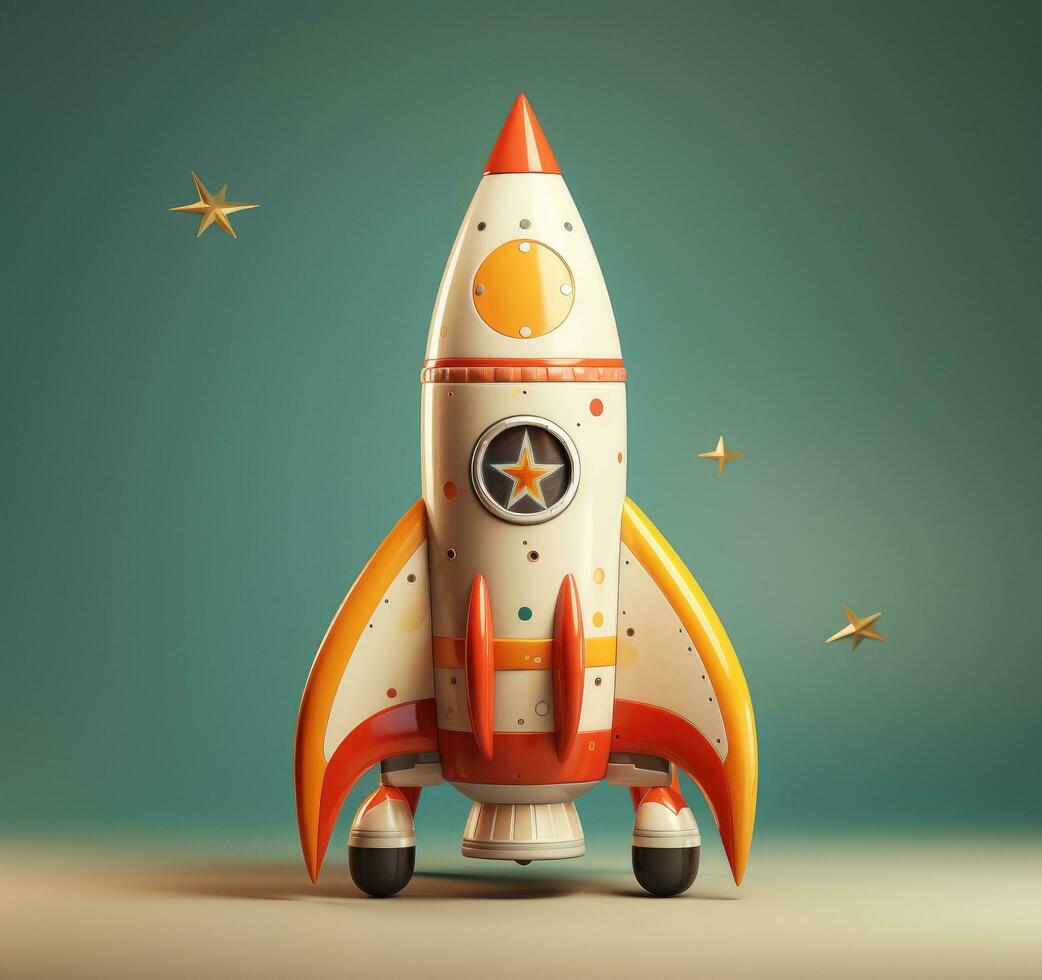 AI generated a toy rocket with orange and white stripes photo