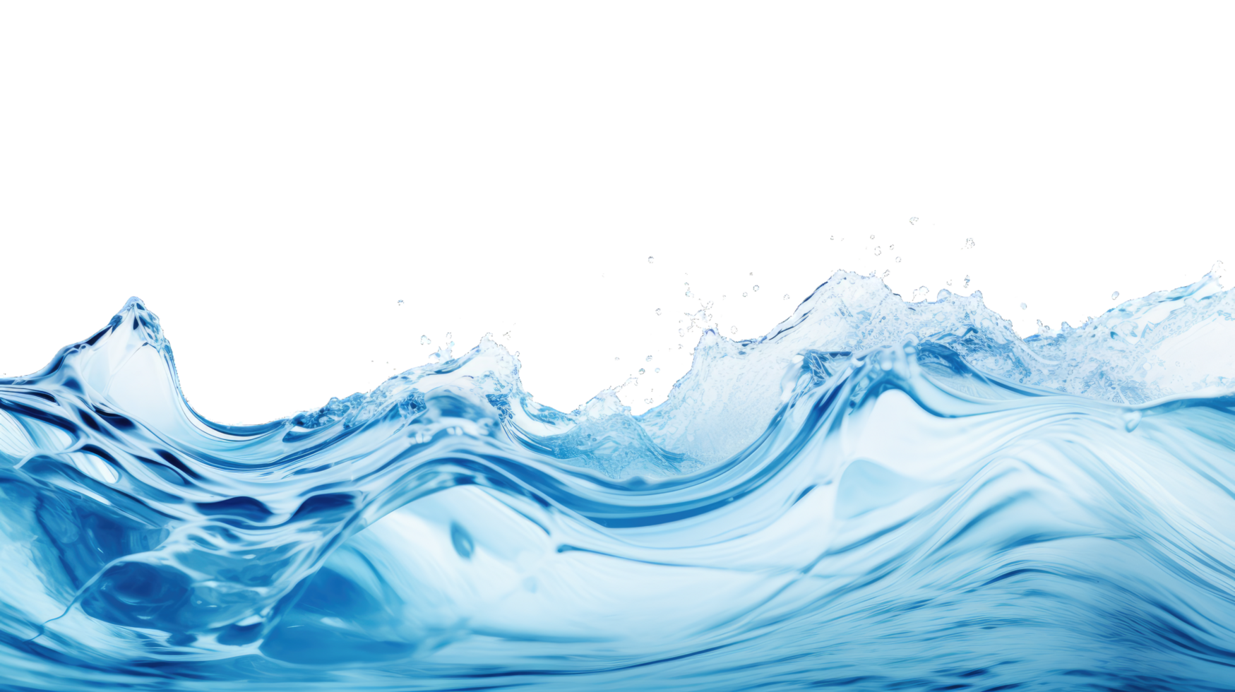 AI generated water waves with air bubbles and sunbeams on transparent background. png