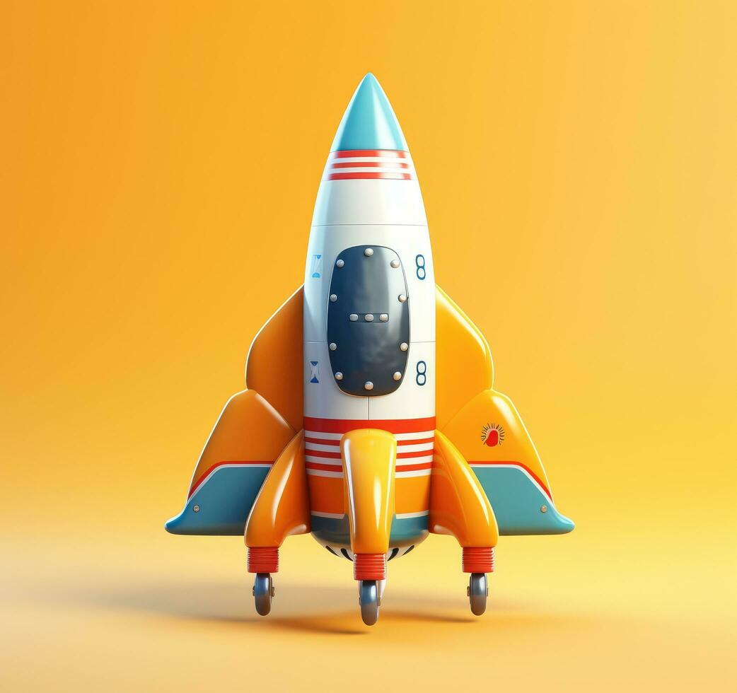 AI generated a toy rocket with orange and white stripes photo