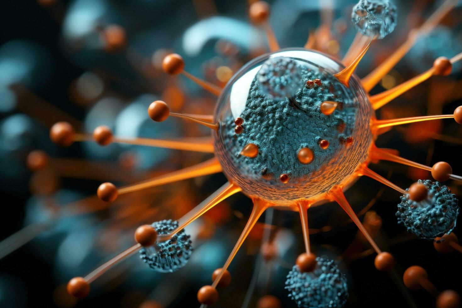 ai generado coronavirus bacteria modelo para el tratamiento de cáncer foto