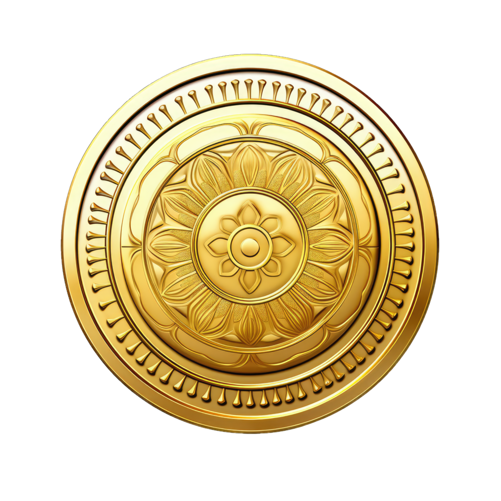 AI generated Antique gold coin isolated on transparent background png