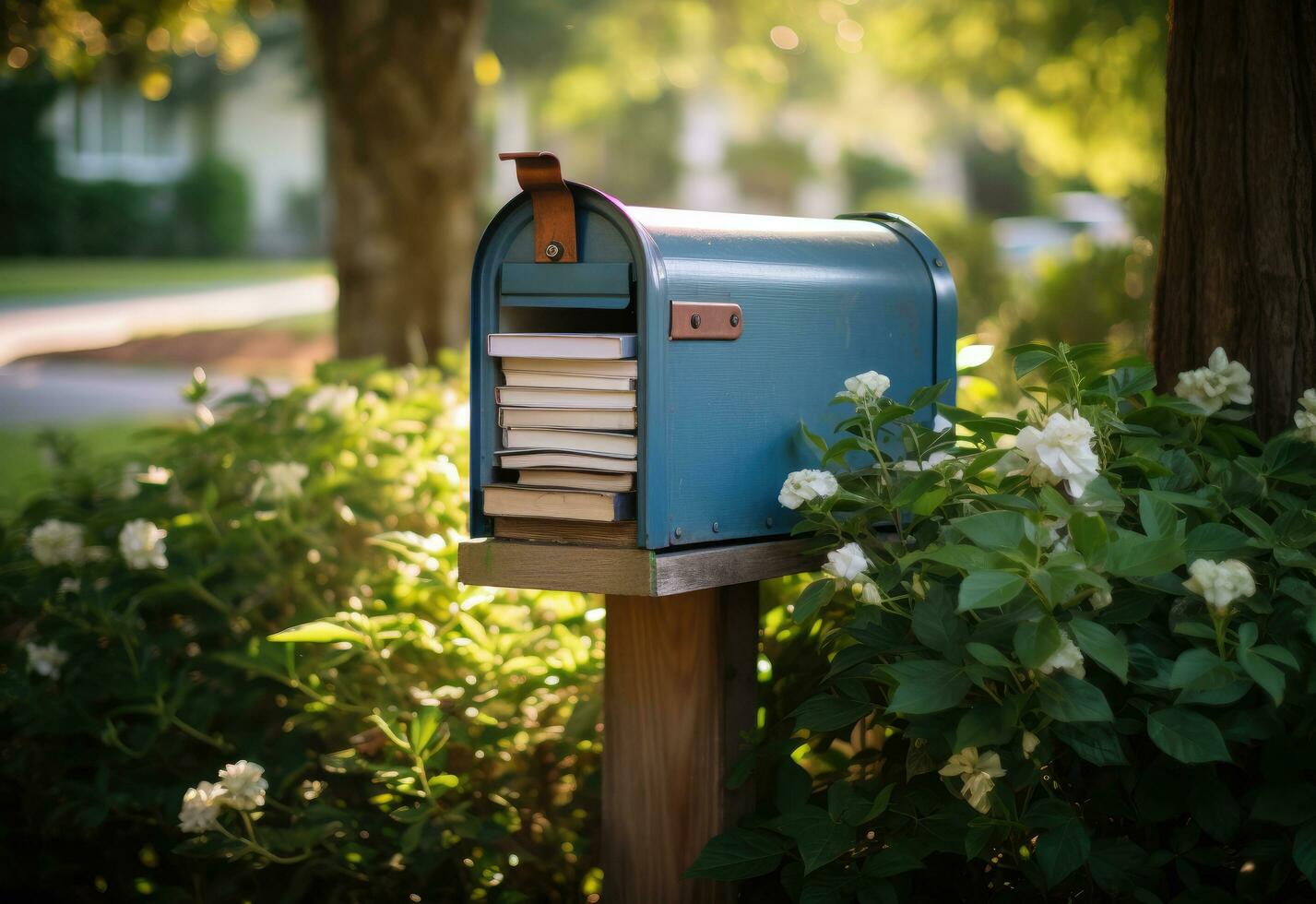 AI generated a mailbox full of books if you live in city photo