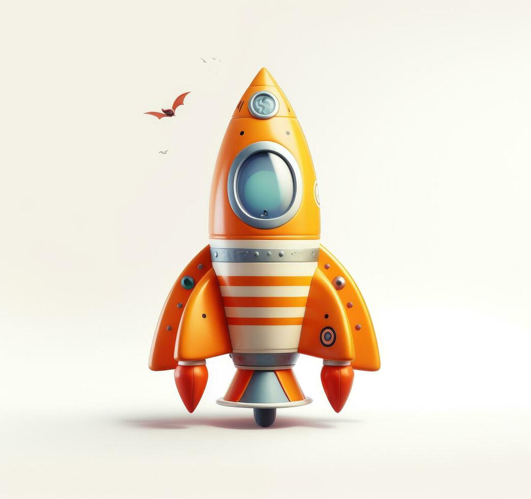 AI generated a toy rocket with orange and white stripes photo