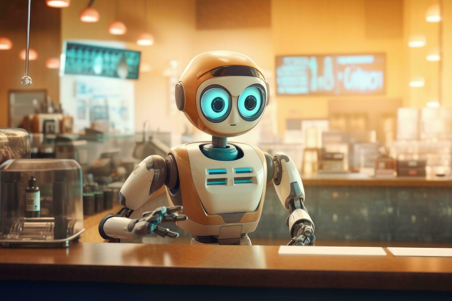 AI generated a robot in a gardening space is being used to grow plants photo