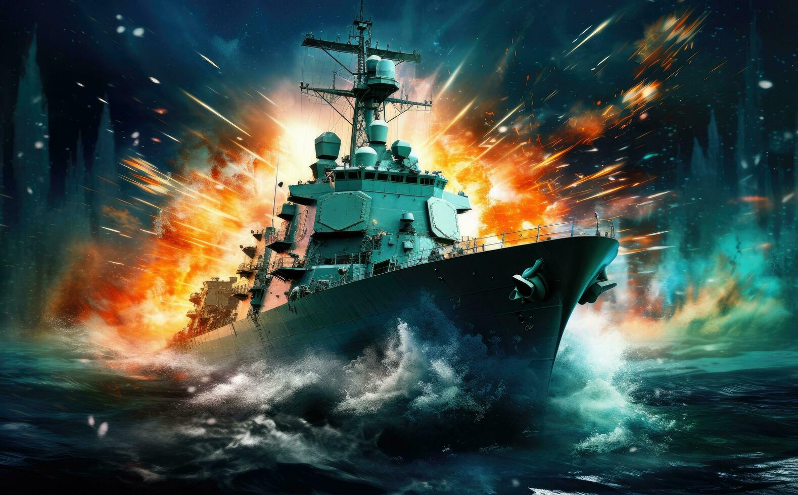 AI generated a military vessel taking off in the water photo