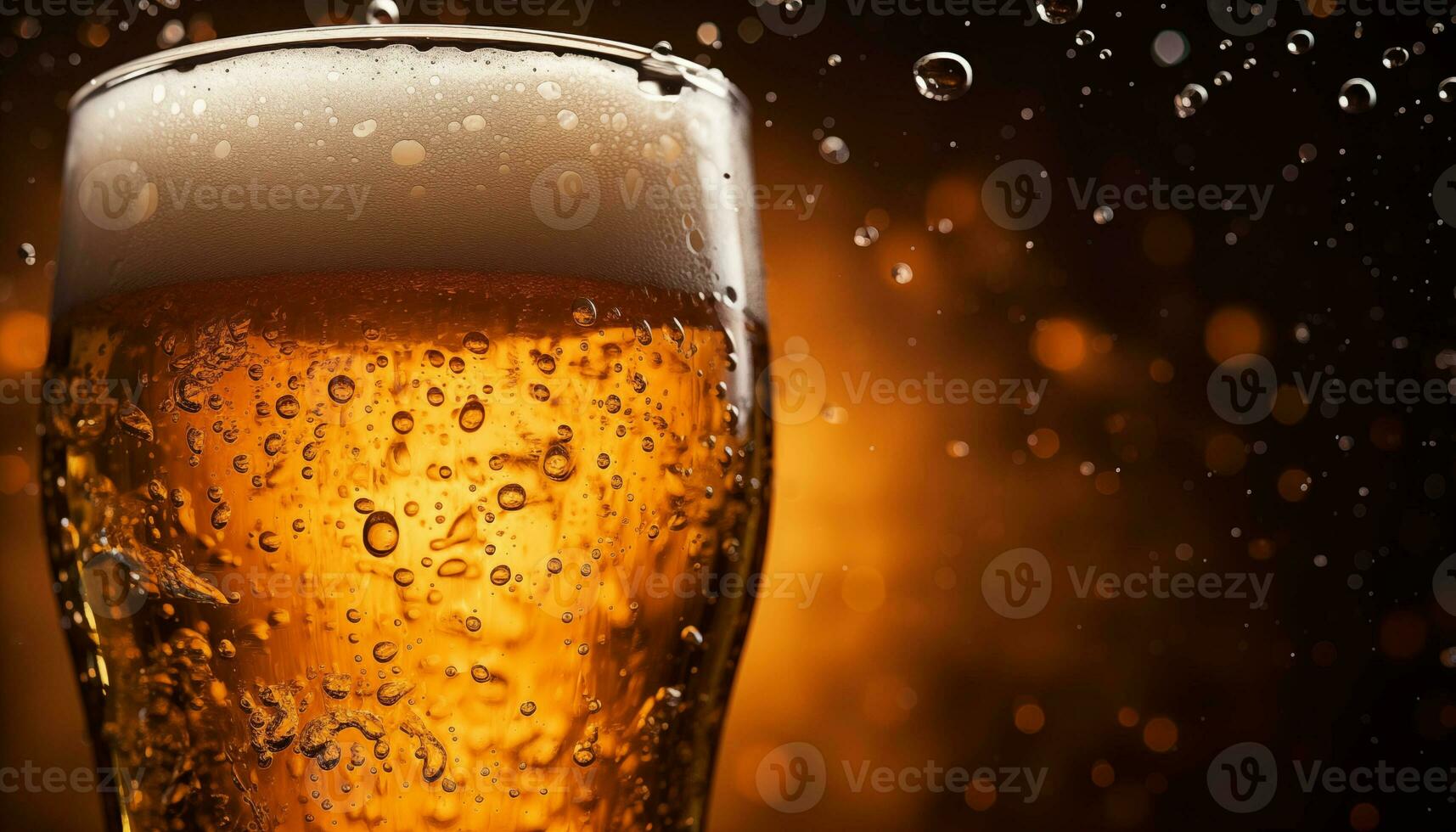 AI generated A glass of fresh beer photo