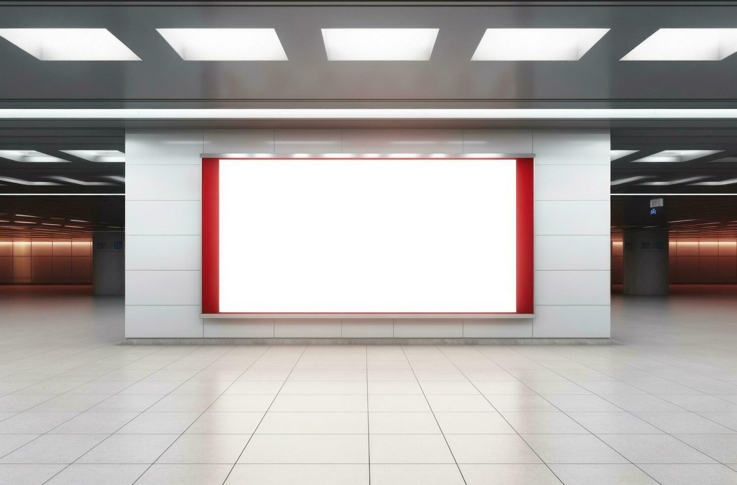 AI generated large billboards at the entrance of a public building photo